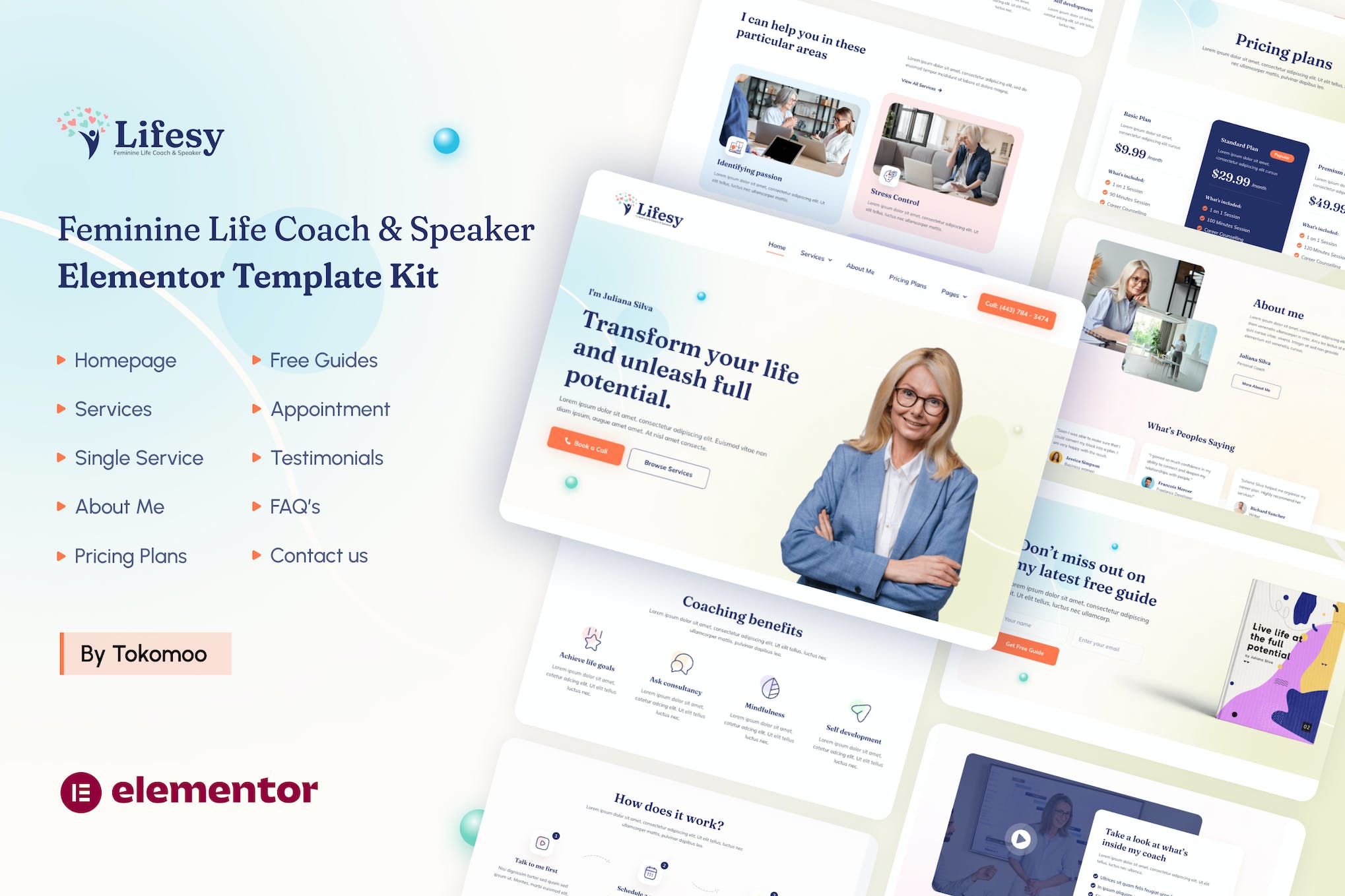 Lifesy - Feminine Life Coach & Speaker Elementor Template Kit template kit cover image