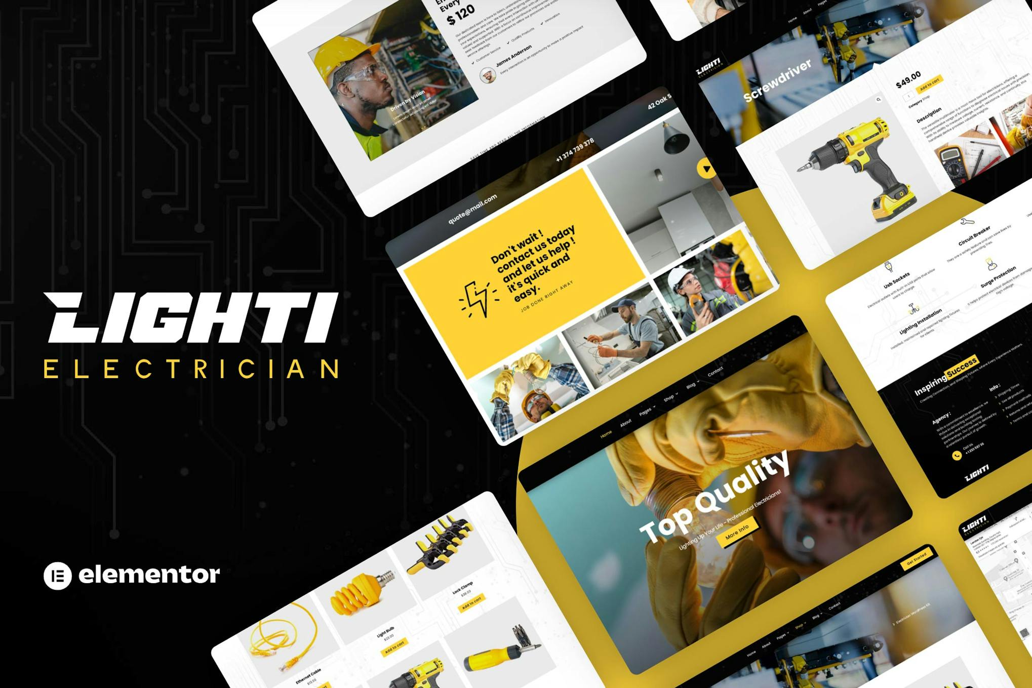 Lighti - Electrician Elementor Pro Template Kit template kit cover image