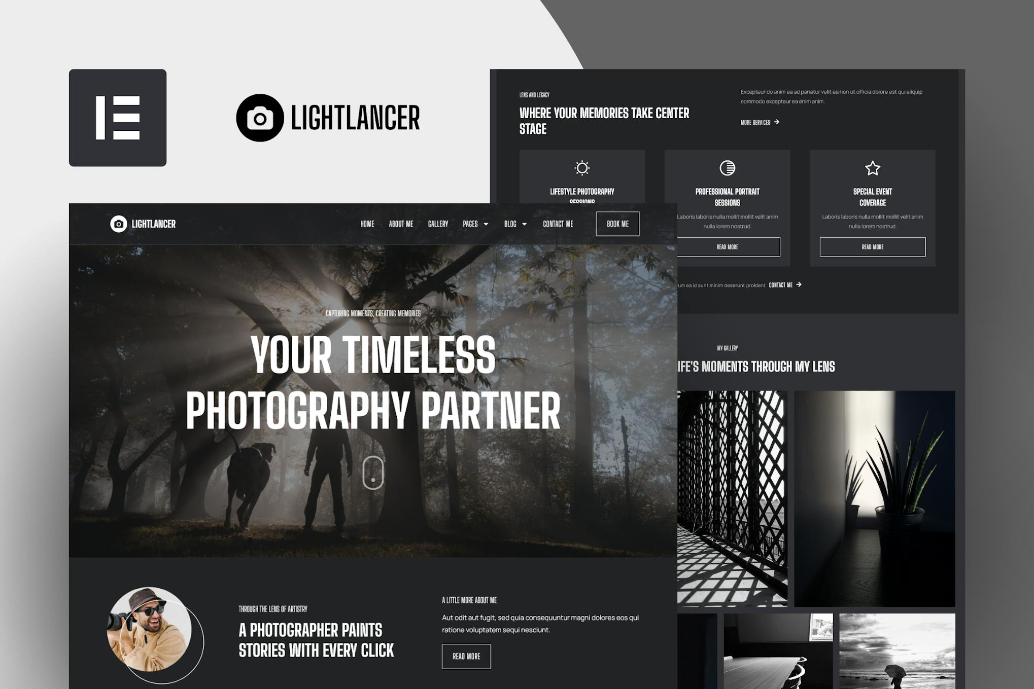 Lightlancer - Photographer Elementor Pro Template Kit template kit cover image