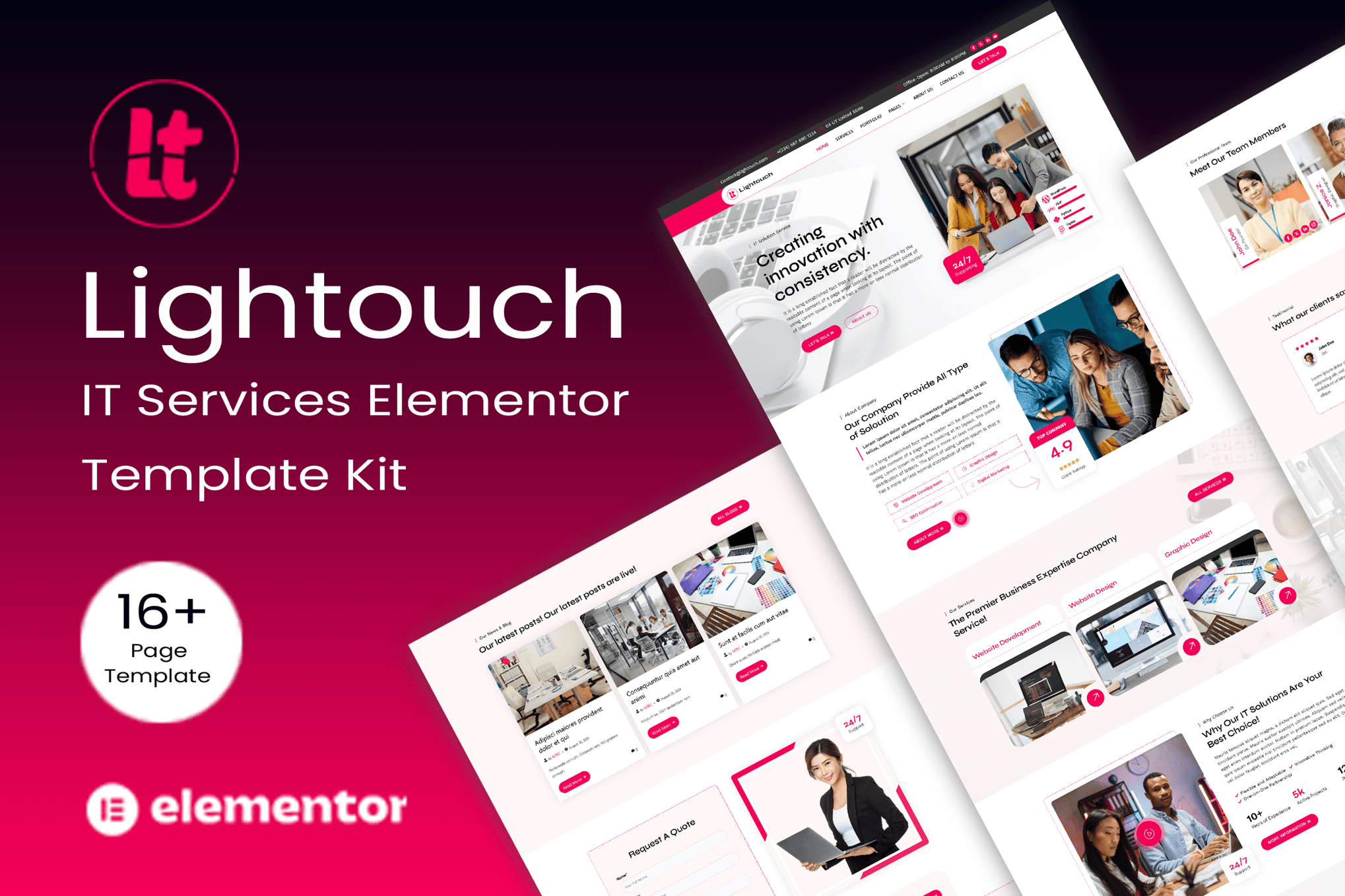 Lightouch - IT Solutions Elementor Template kit template kit cover image