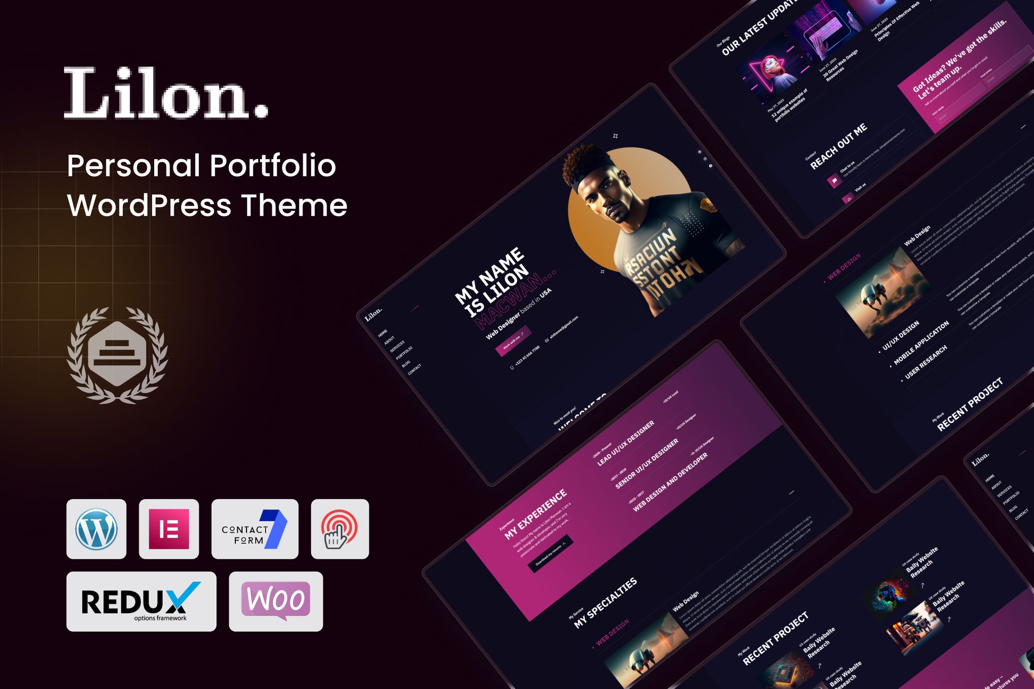 Lilon - Personal Portfolio WordPress Theme theme cover image