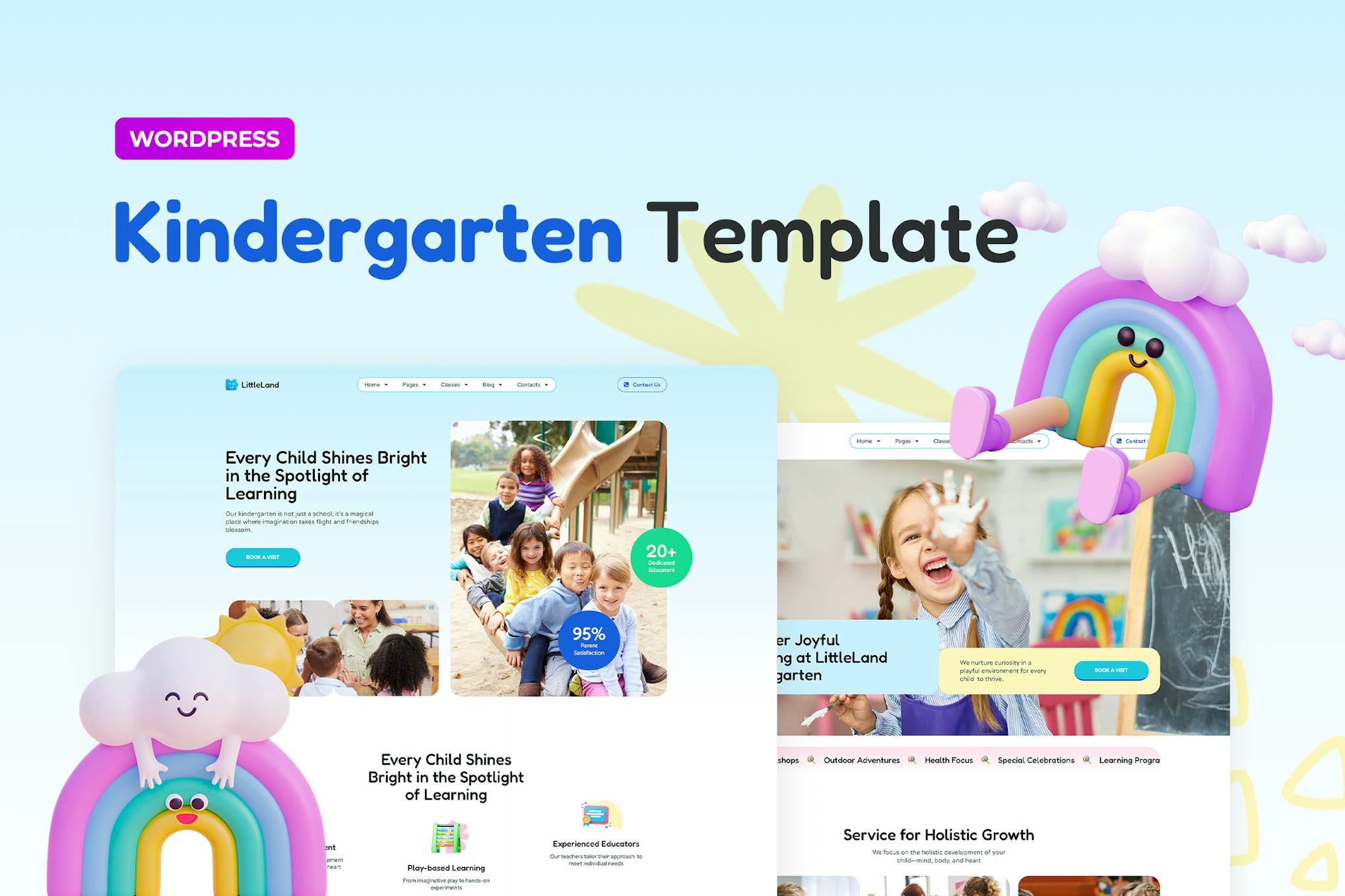 LittleLand – Kindergarten Template Elementor Pro Template Kit template kit cover image