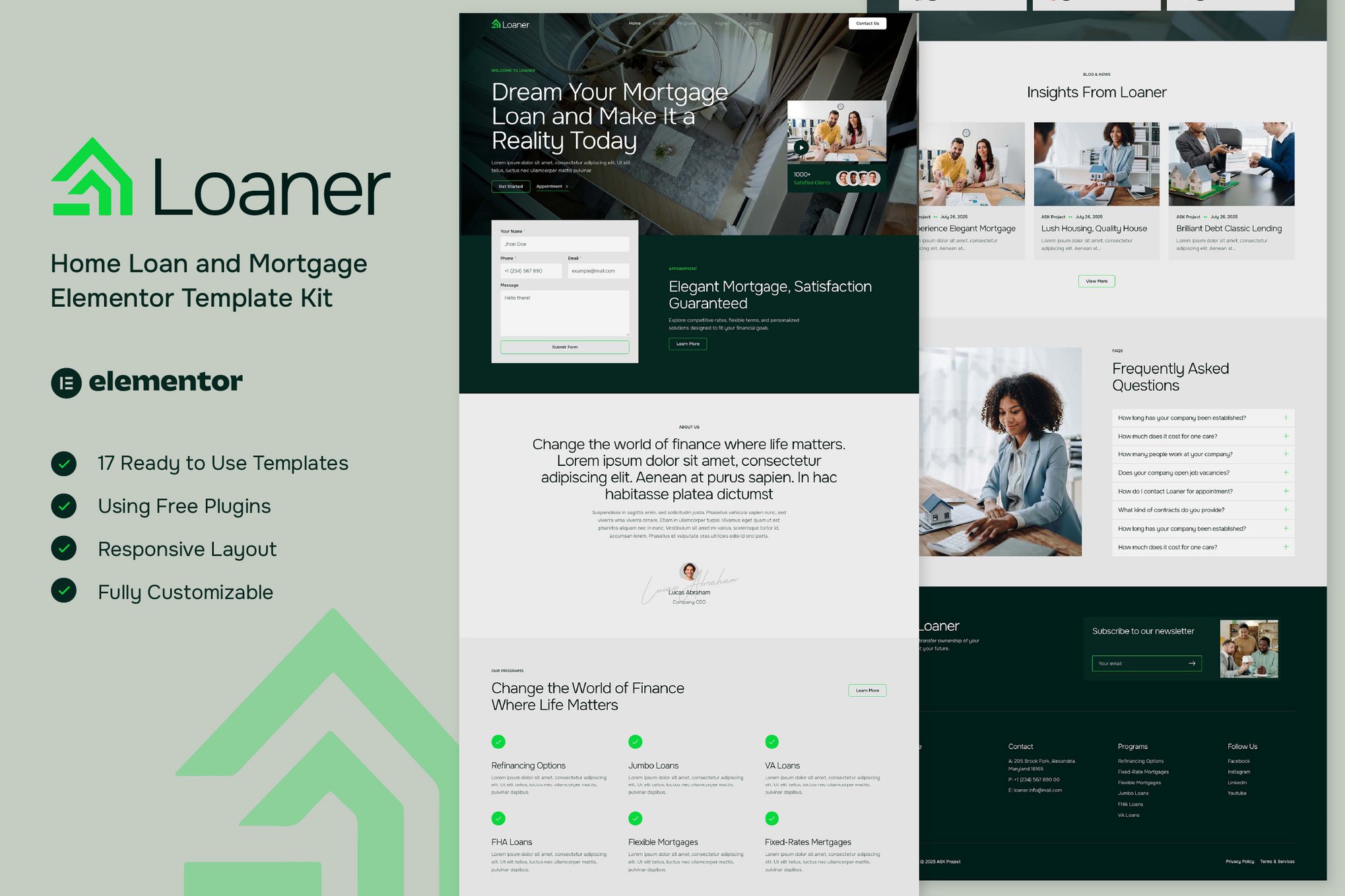 Loaner - Home Loan and Mortgage Elementor Template Kit template kit cover image