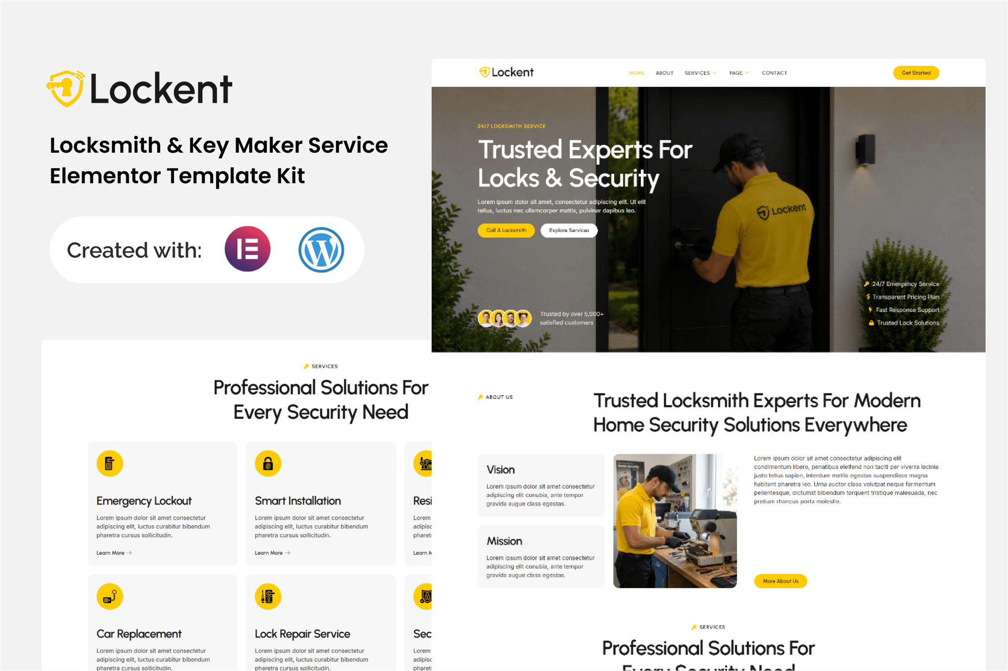 Lockent - Locksmith & Key Maker Service Elementor Template Kit template kit cover image