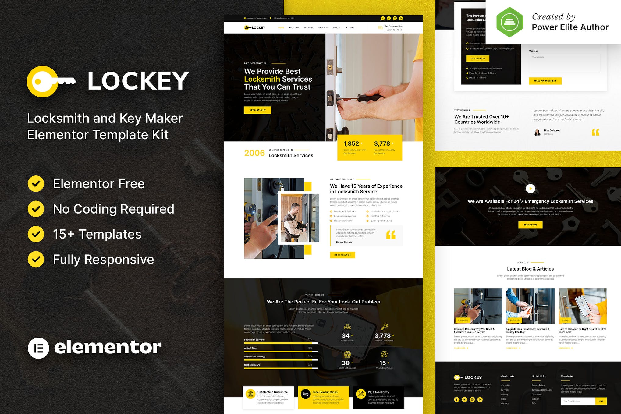 Lockey – Locksmith and Key Maker Service Elementor Template Kit template kit cover image