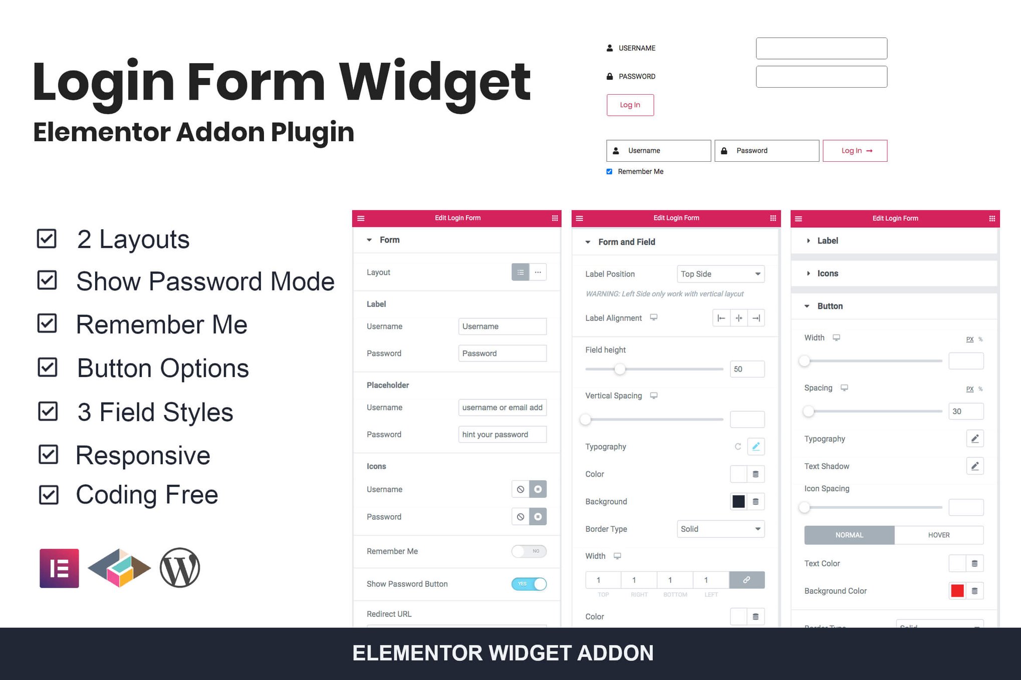 Login Form Widget Elementor Addon Plugin plugin cover image