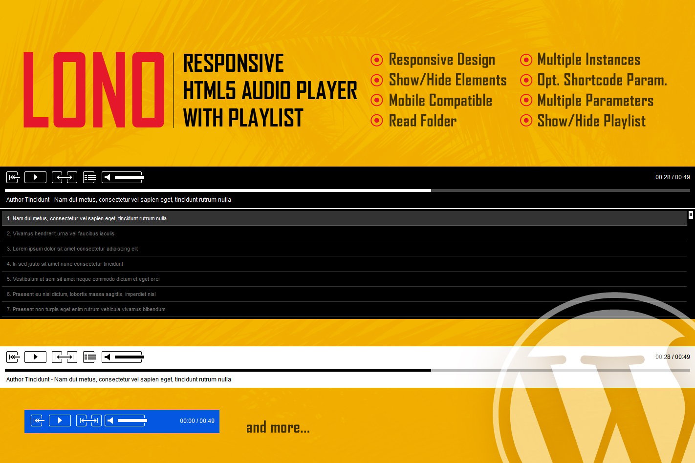 Lono - Responsive HTML5 Audio Player With Playlist plugin cover image