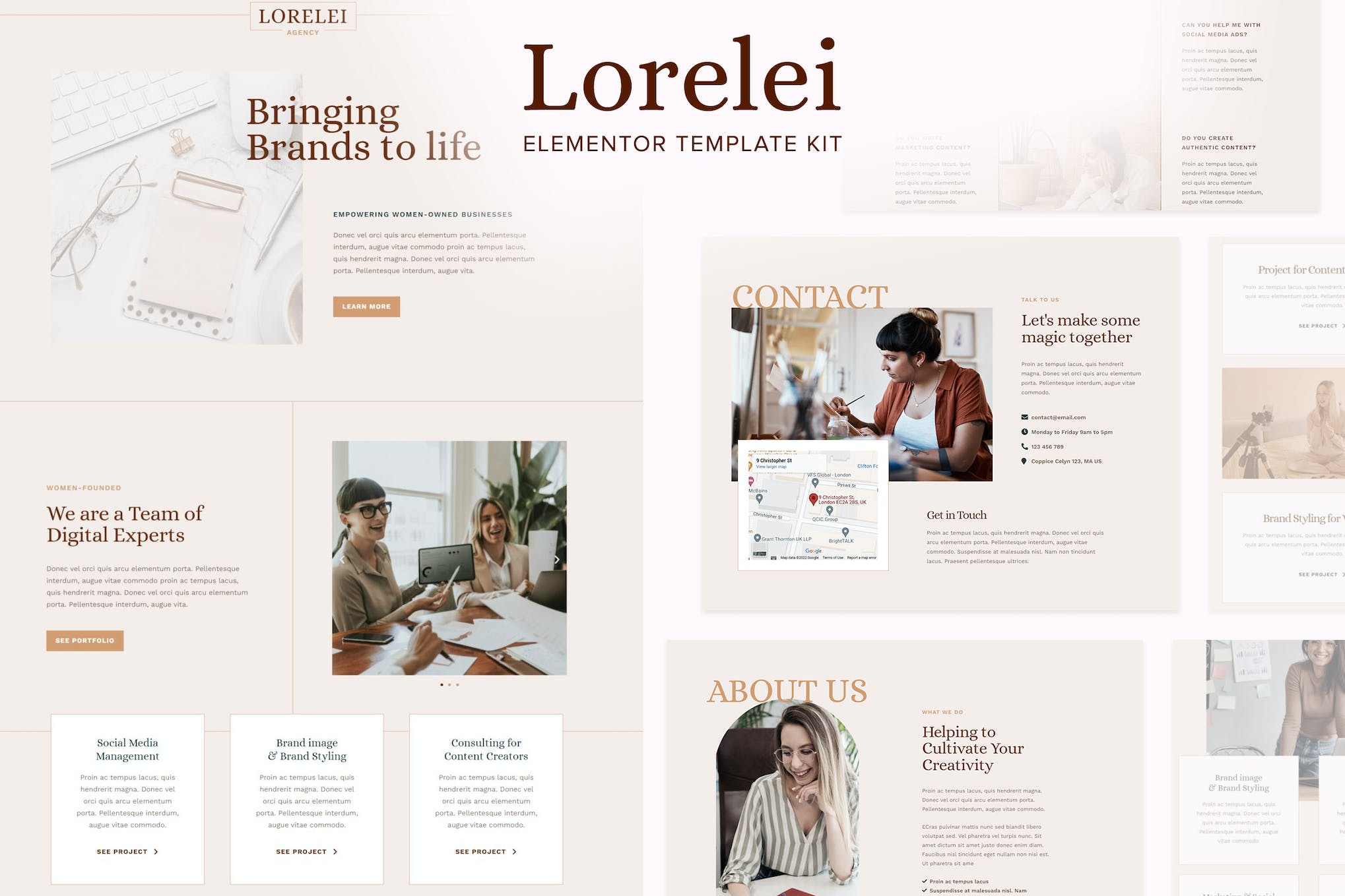 Lorelei - Feminine Business Elementor Template Kit template kit cover image