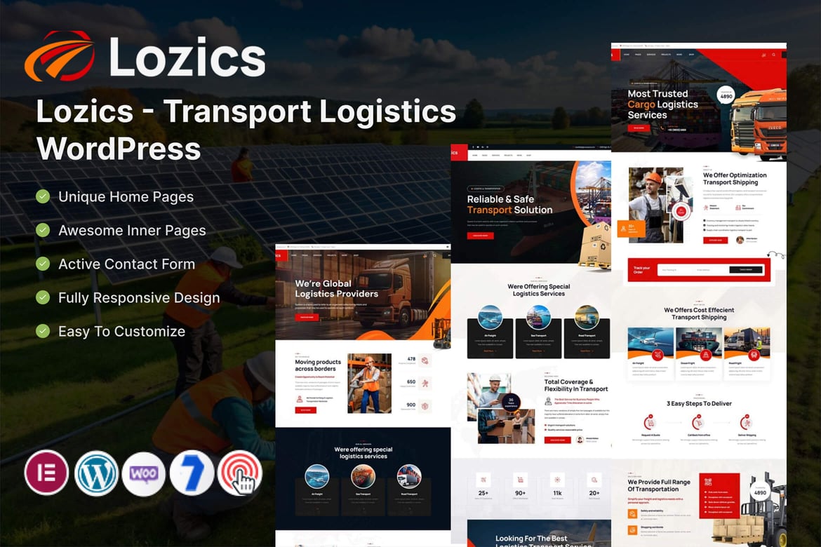 Lozics – Transport Logistics WordPress Theme theme cover image