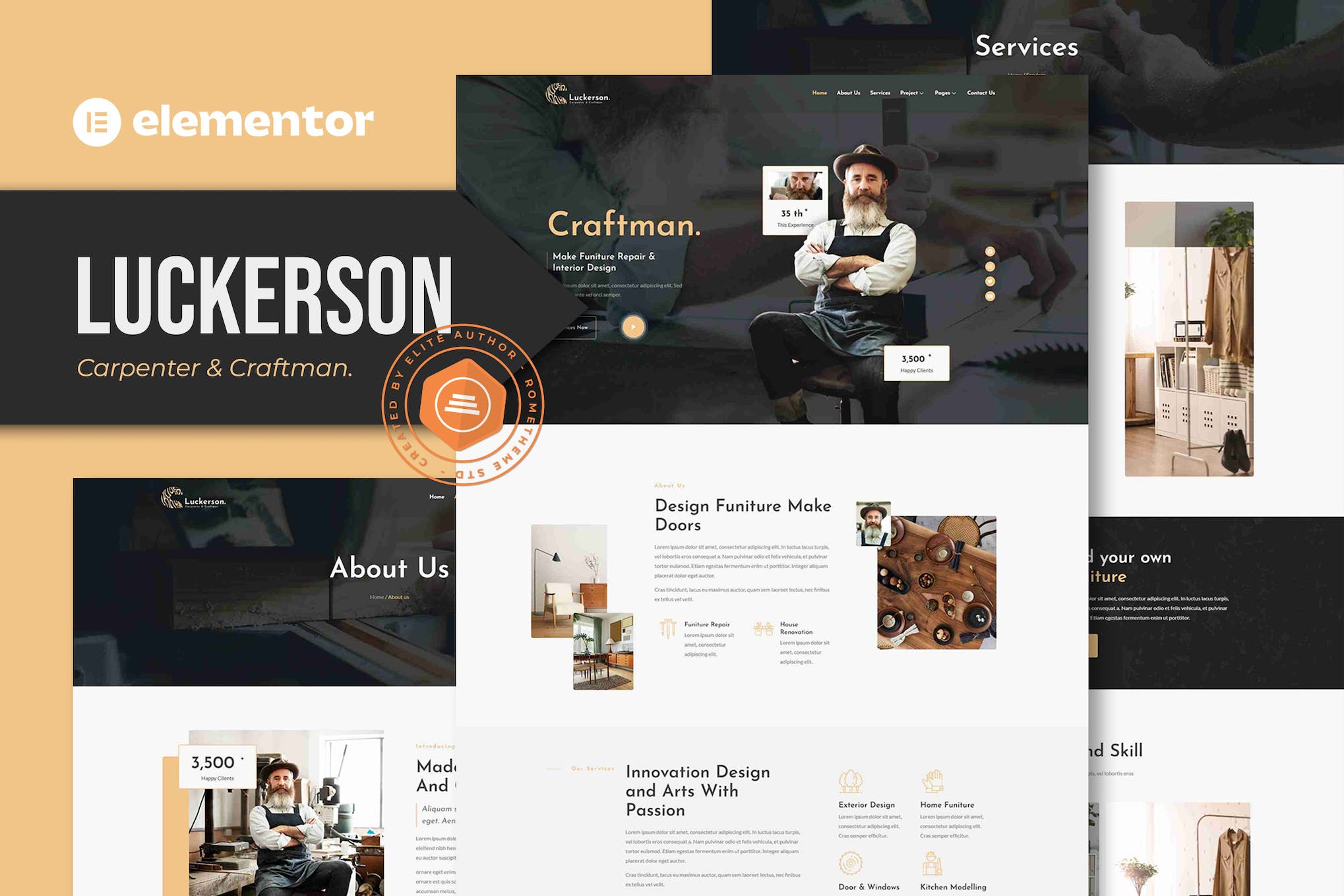 Luckerson - Carpenter & Craftman Elementor Template Kit template kit cover image