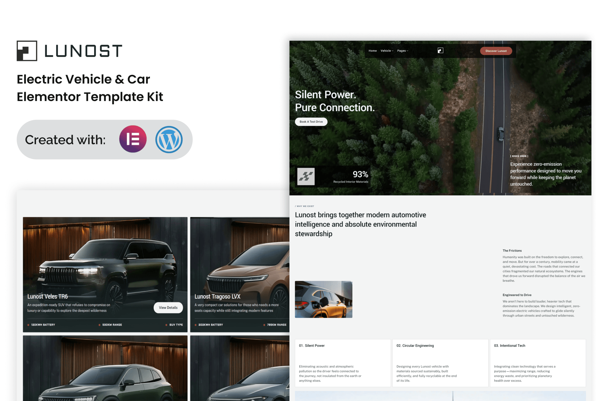 Lunost – Electric Vehicle Cars Elementor Template Kit template kit cover image