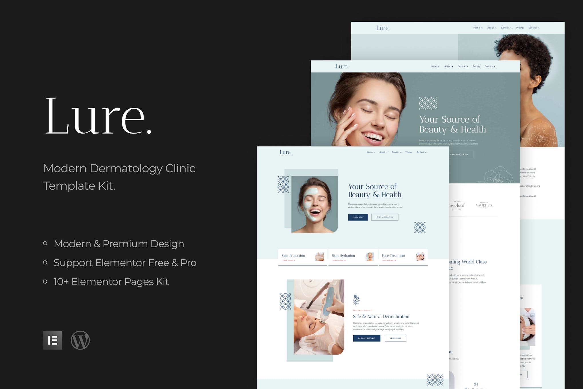 Lure - Modern Dermatology Elementor Template Kit template kit cover image