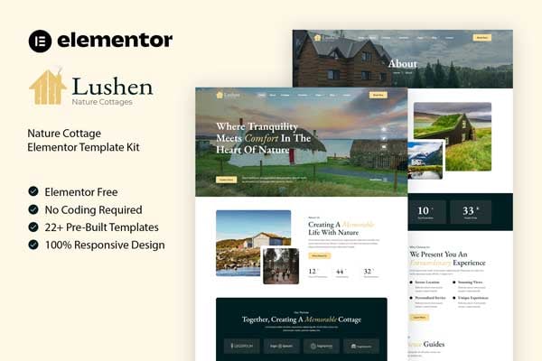 Lushen - Nature Cottage Elementor Template Kit template kit cover image