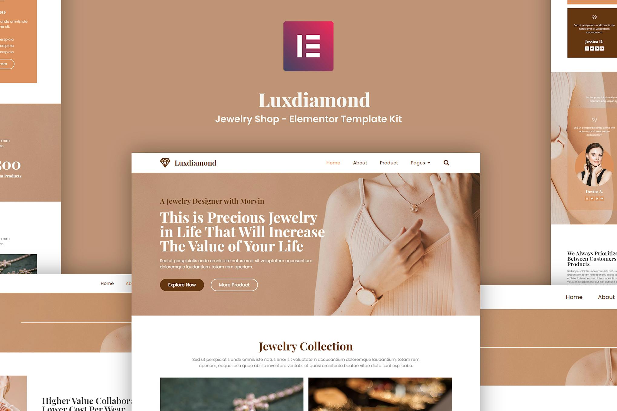 Luxdiamond - Jewelry Shop Elementor Template Kit template kit cover image