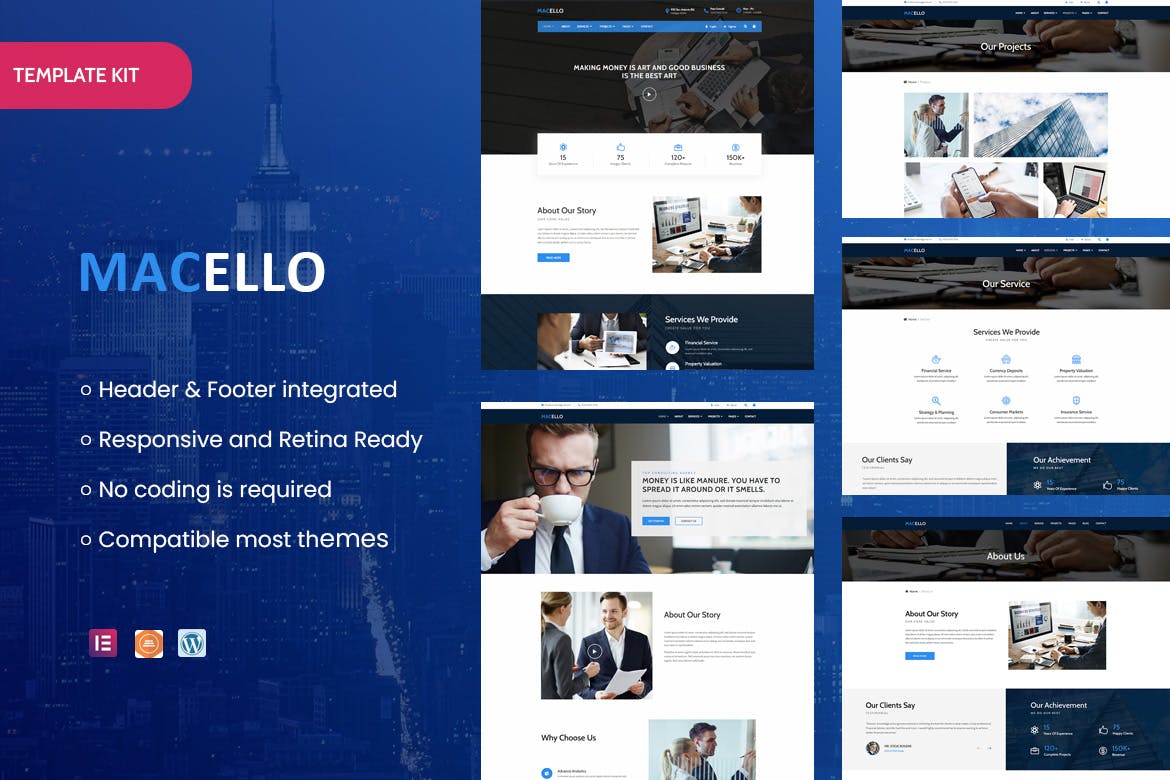 Macello - Business Consulting & Accounting Elementor Template Kit template kit cover image