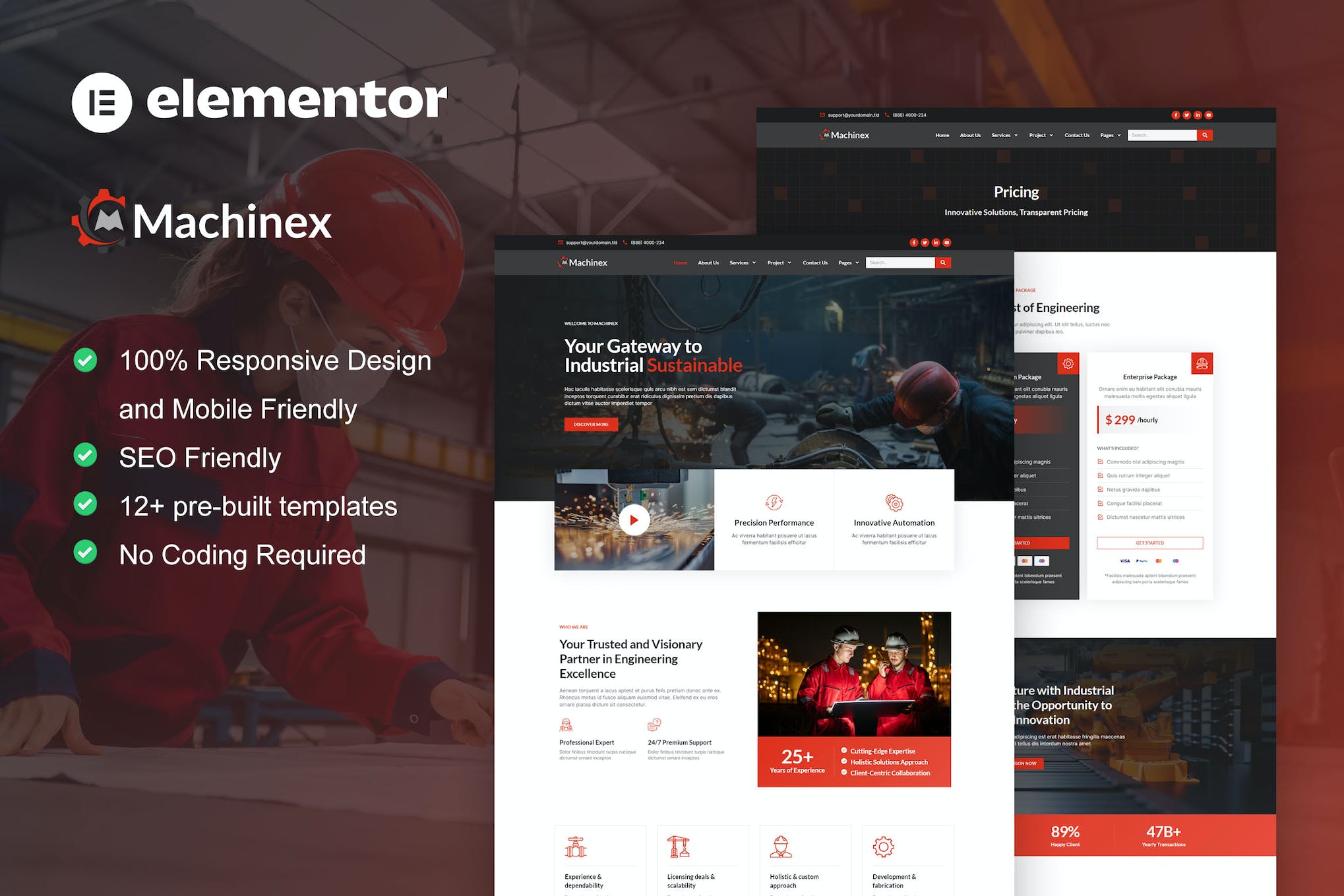 Machinex - Engineering & Industrial Service Elementor Template Kit template kit cover image