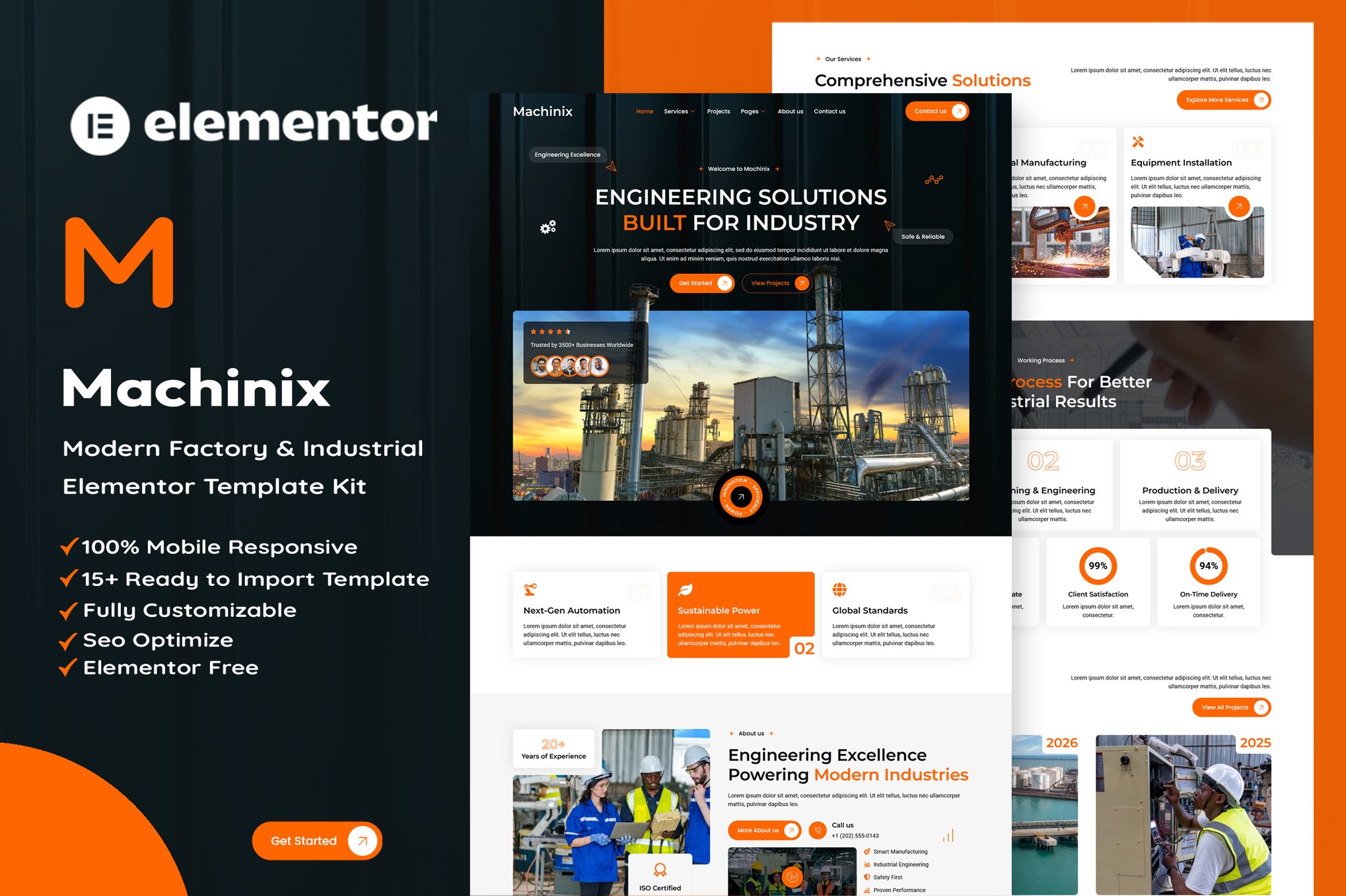Machinix - Modern Factory & Industrial Elementor Template Kit template kit cover image