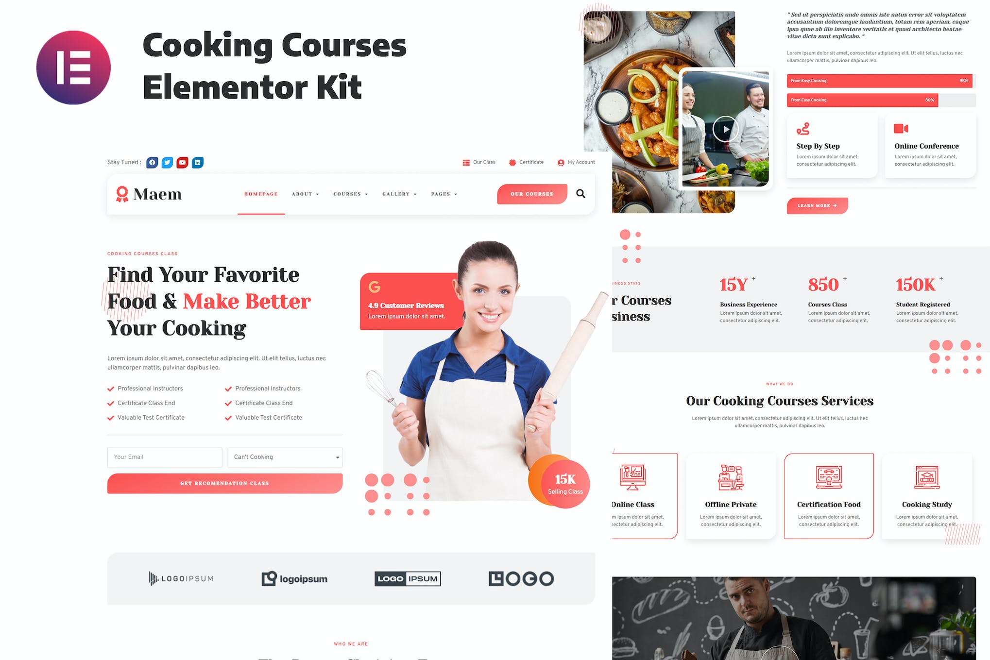 Maem - Cooking Courses Elementor Template Kit template kit cover image