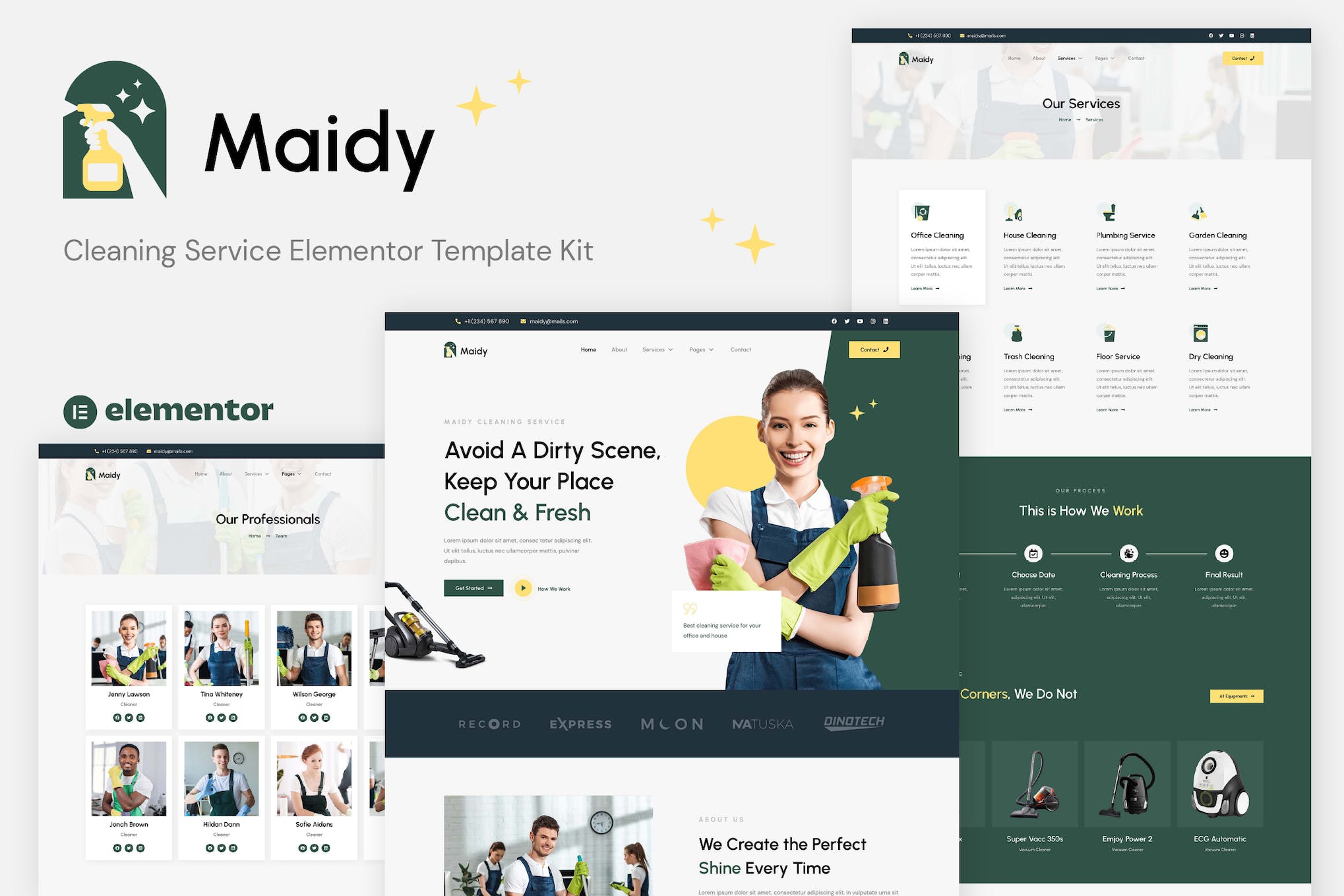 Maidy - Cleaning Service Elementor Template Kit template kit cover image
