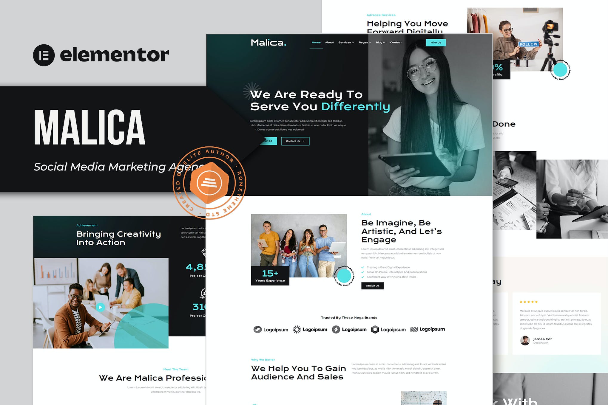 Malica - Social Media Marketing Agency Elementor Template Kit template kit cover image