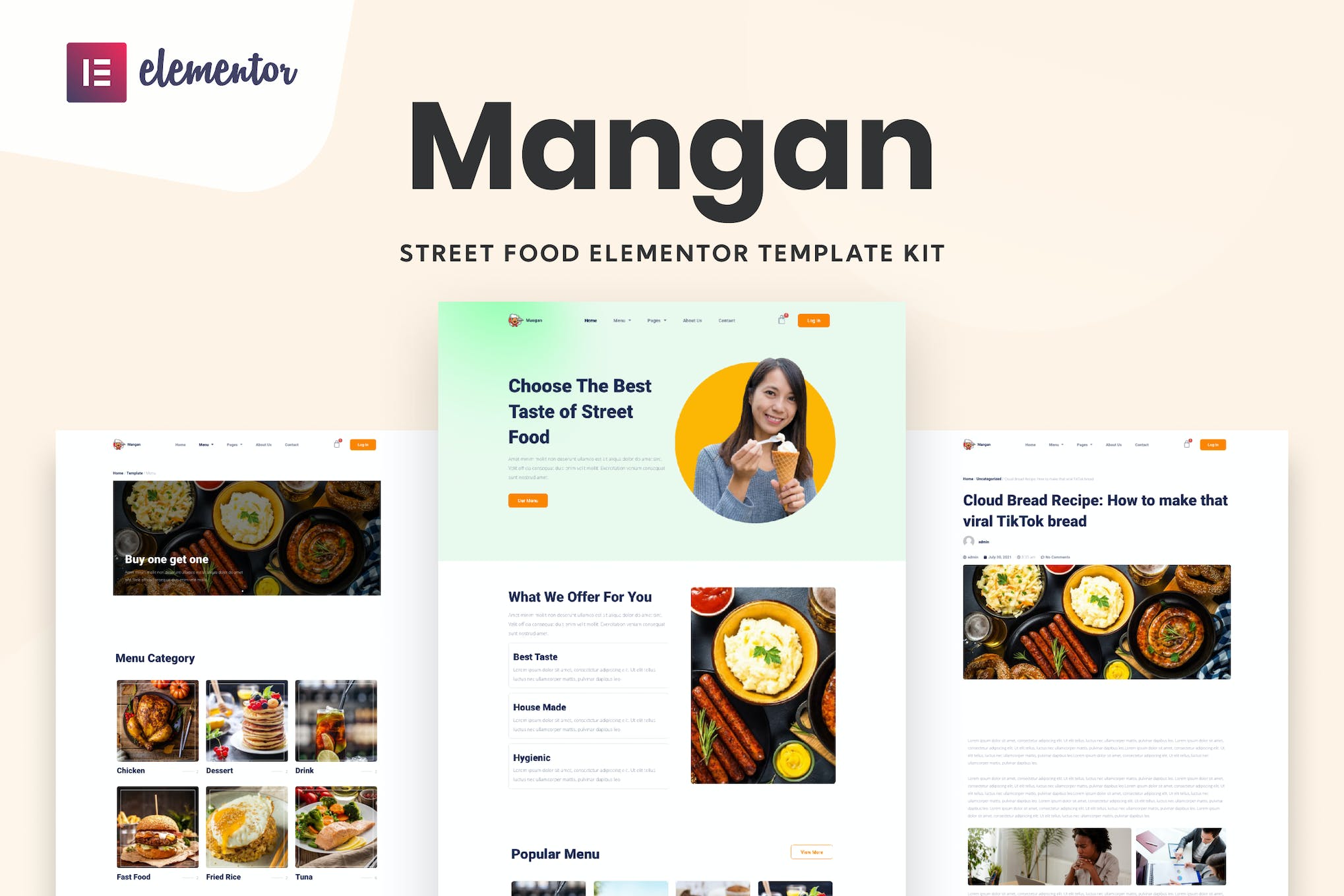 Mangan - Restaurant Elementor Template Kit template kit cover image