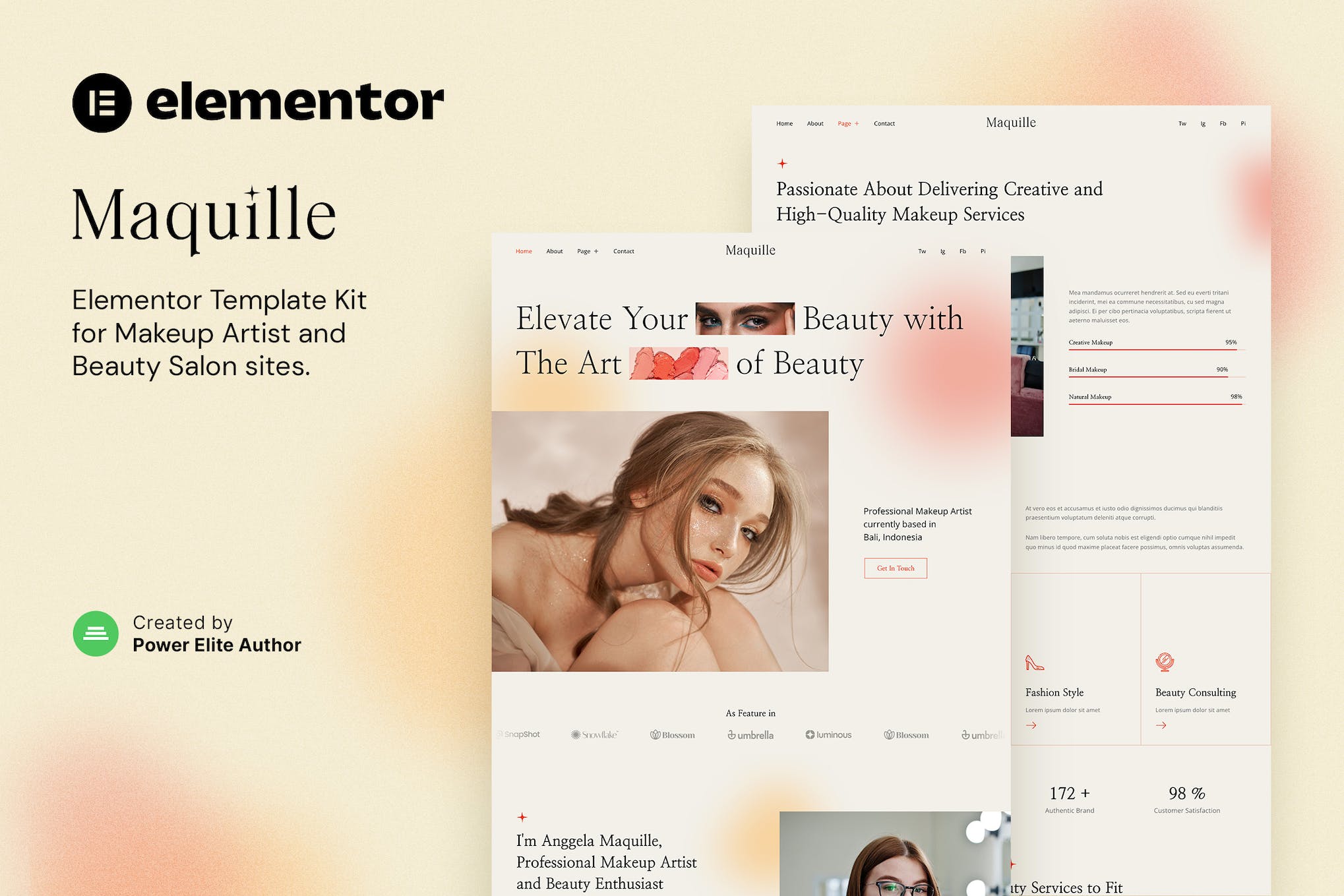 Maquille – Makeup Artist & Hair Stylist Elementor Template Kit template kit cover image