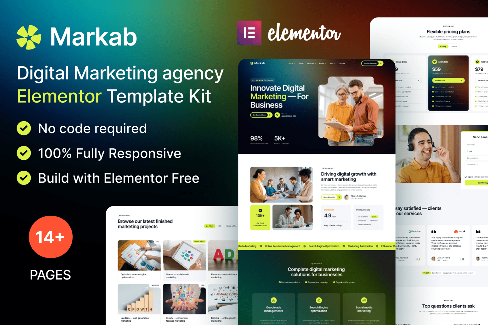 Markab — Digital Marketing Elementor Template Kit template kit cover image