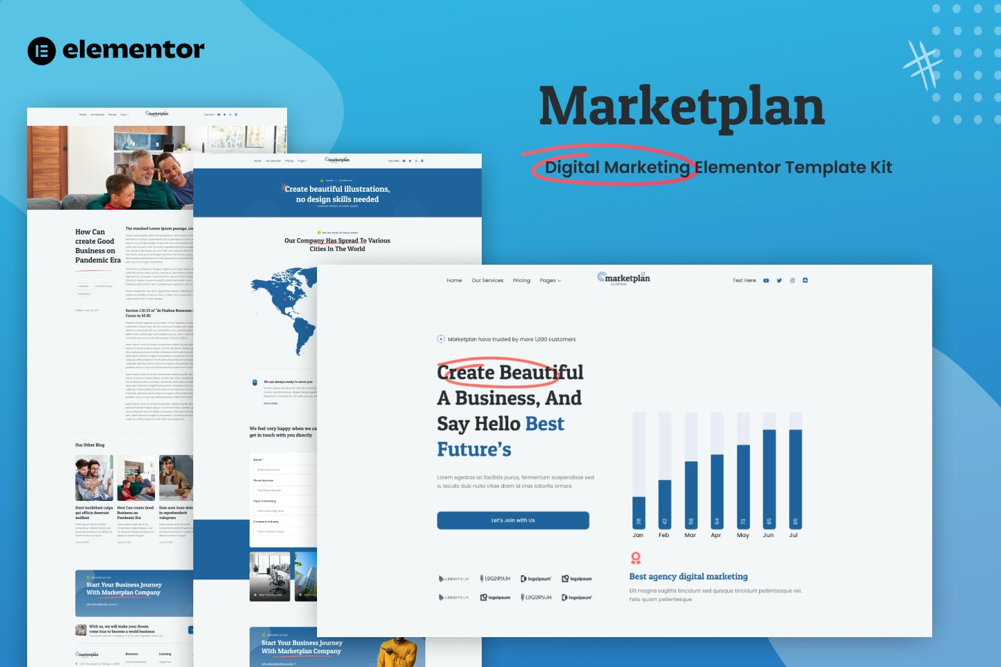 Marketplan - Digital Marketing Elementor Template Kit template kit cover image