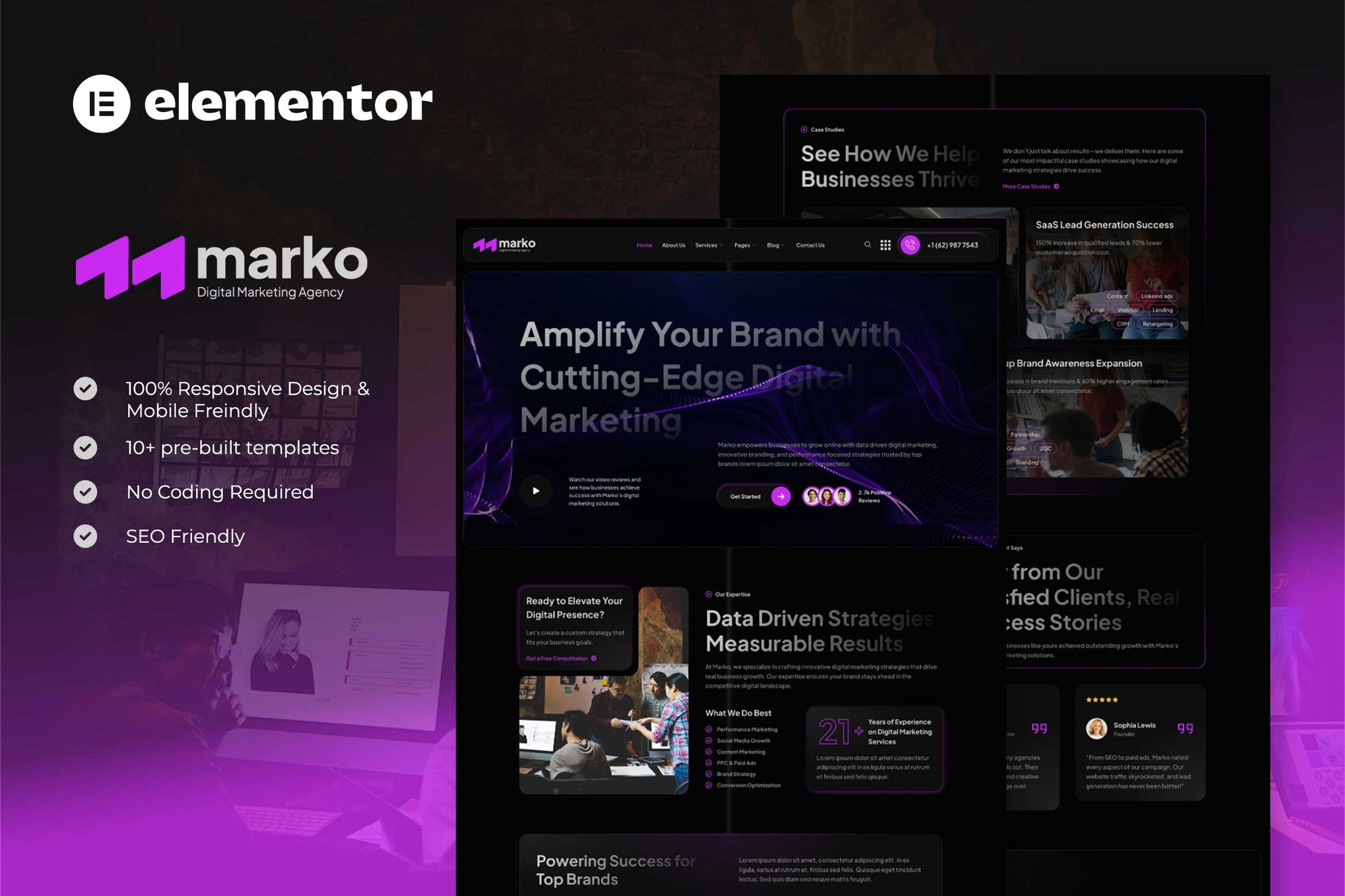 Marko - Digital Marketing Agency Elementor Template Kit template kit cover image