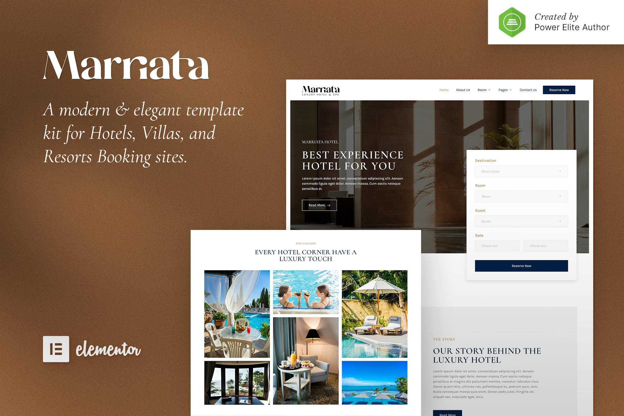 Marriata – Hotel & Resort Elementor Template Kit template kit cover image