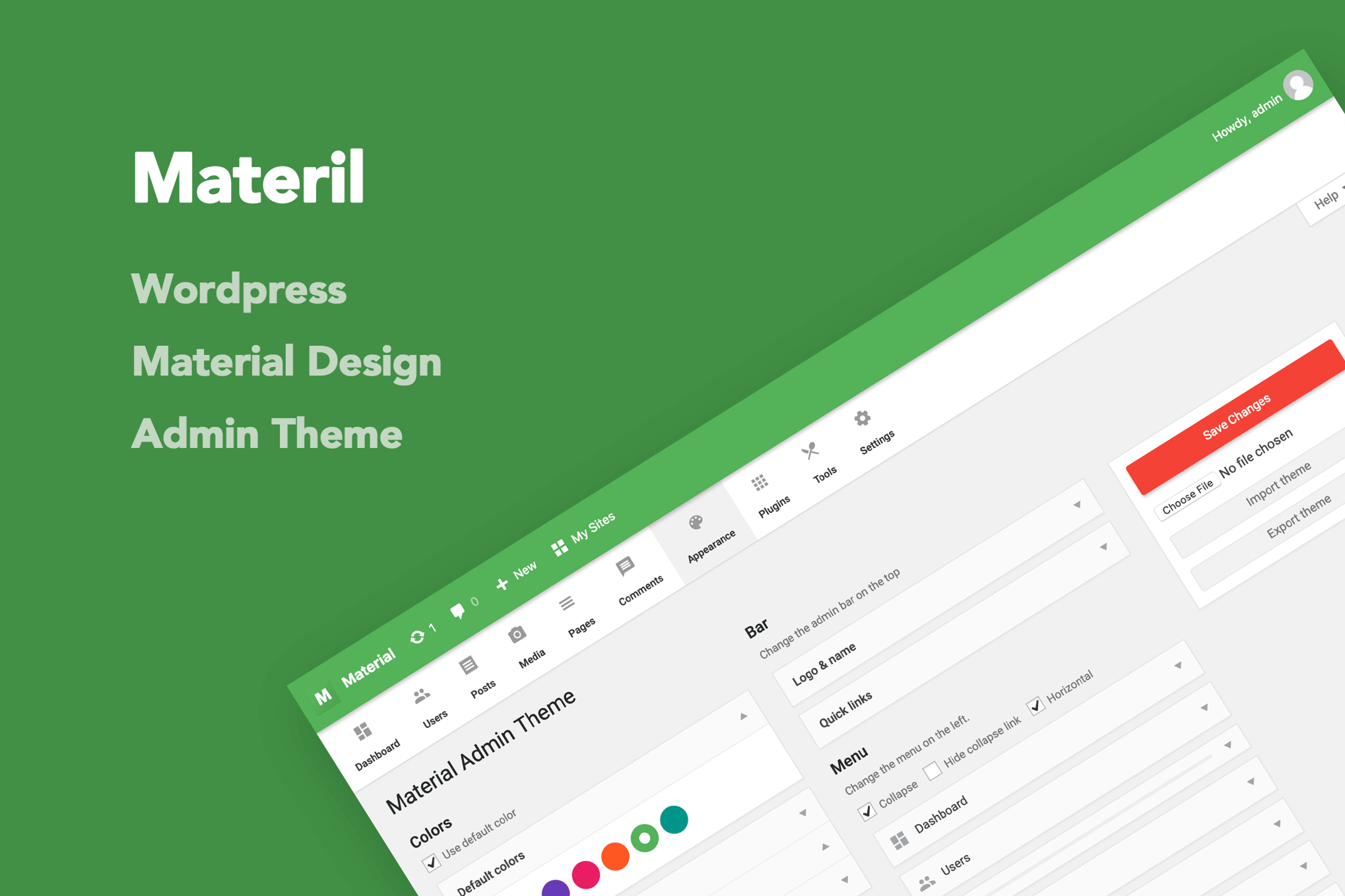Materil - WordPress Material Design Admin Theme plugin cover image
