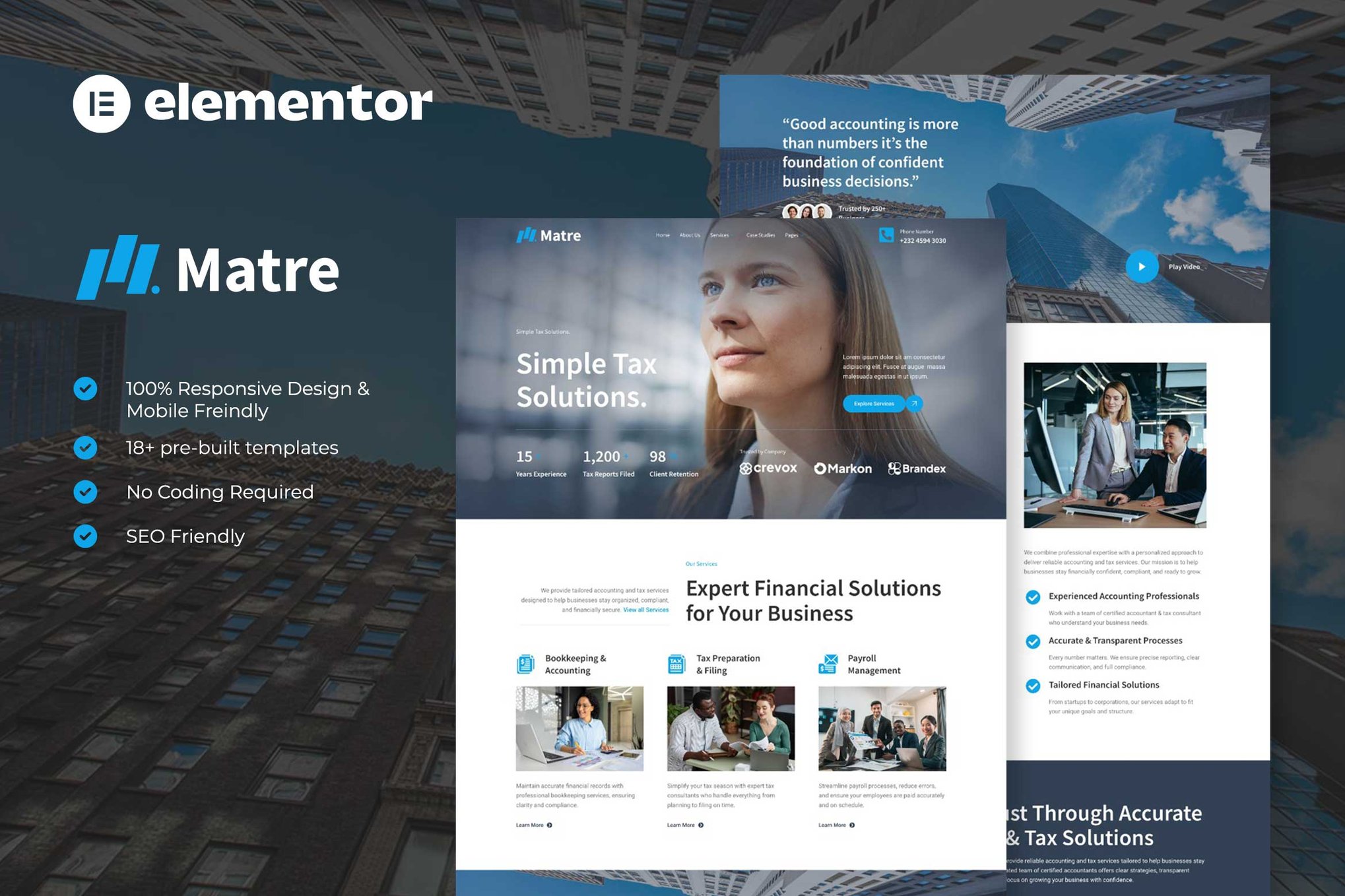 Matre - Accounting & Tax Services Elementor Template Kit template kit cover image
