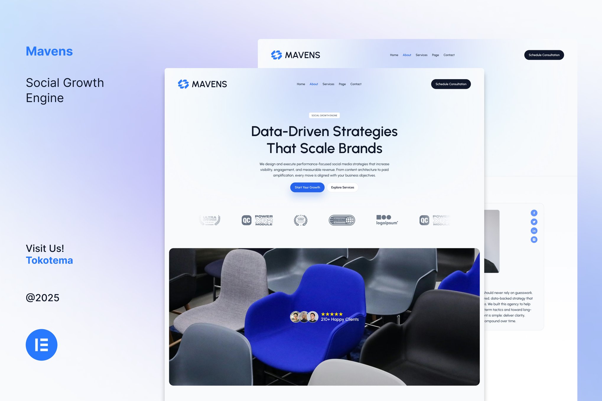 Mavens - Social Growth Engine Website Elementor Template Kits template kit cover image
