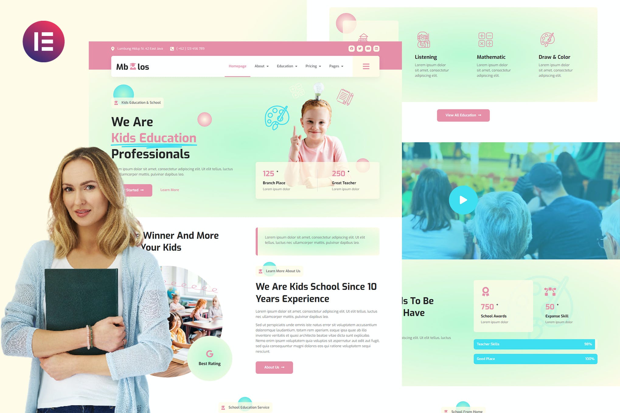 Mbolos - Kids School Profile & Promotion Elementor Template Kit template kit cover image