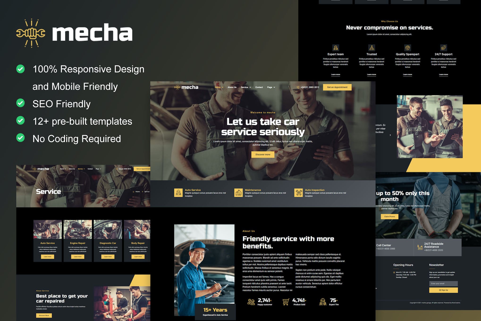 Mecha - Car Repair & Auto Service Elementor Template Kit template kit cover image