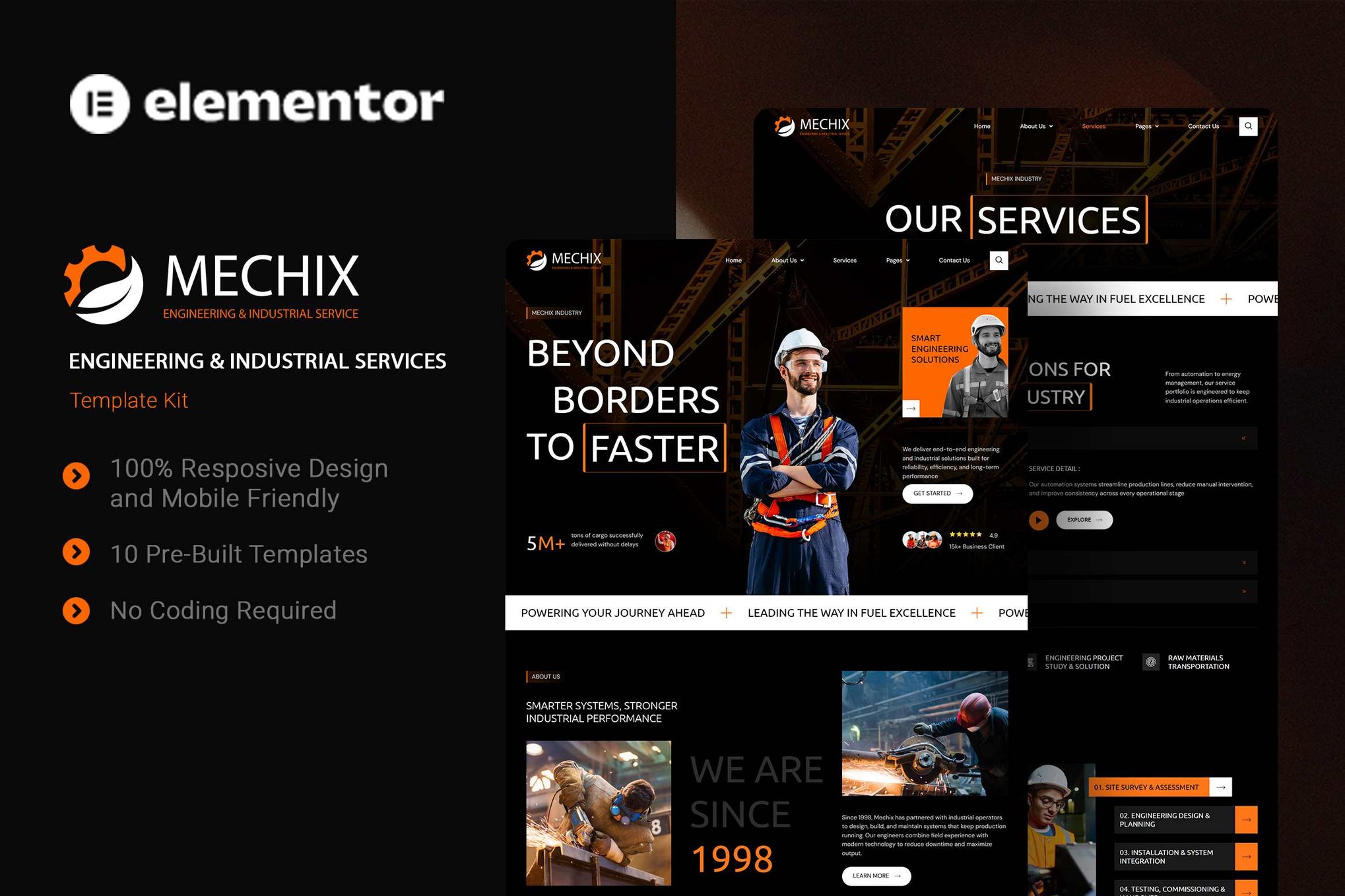 Mechix - Engineering & Industrial Services Elementor Template Kit template kit cover image