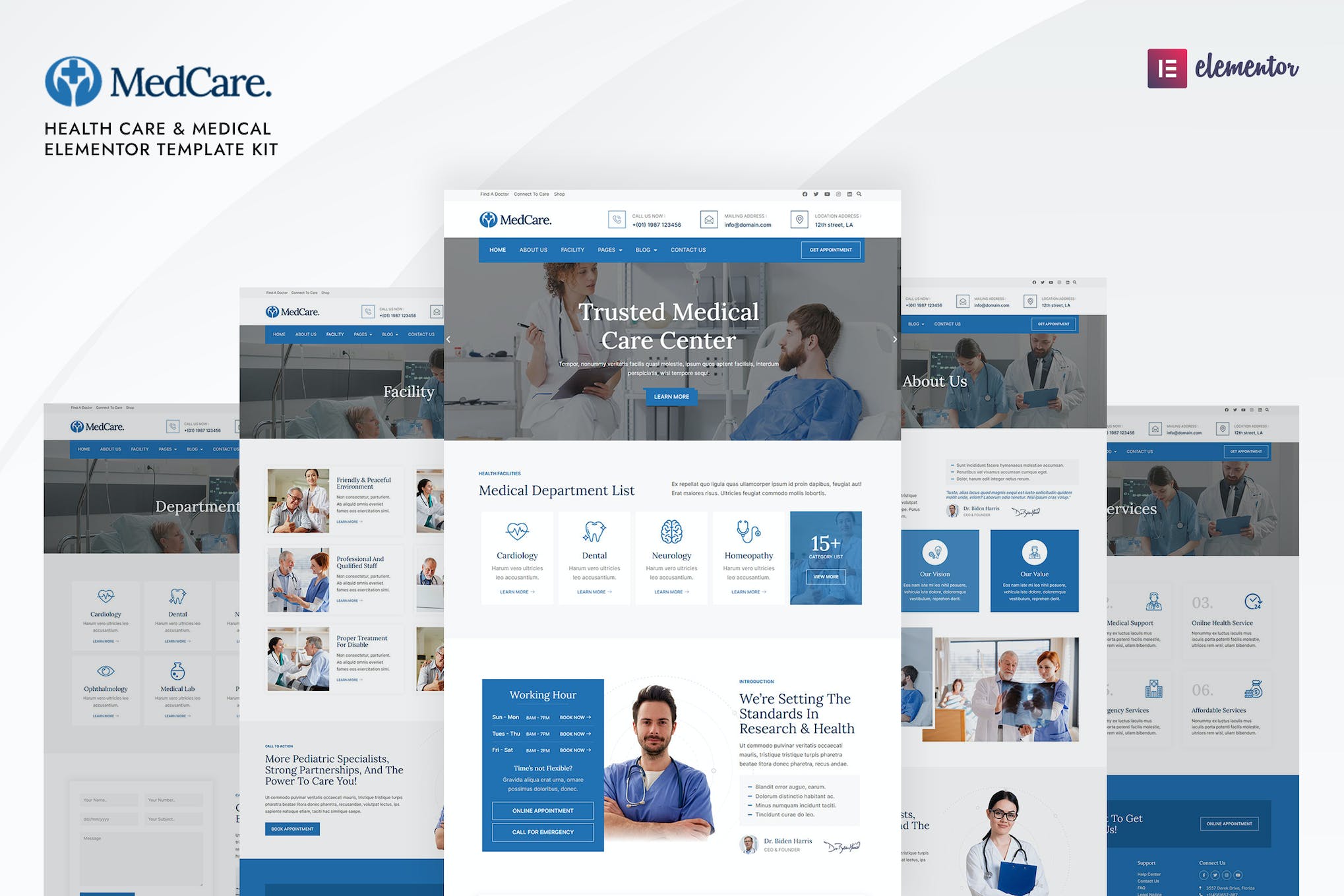 Medcare - Health Care & Medical Elementor Template Kit template kit cover image