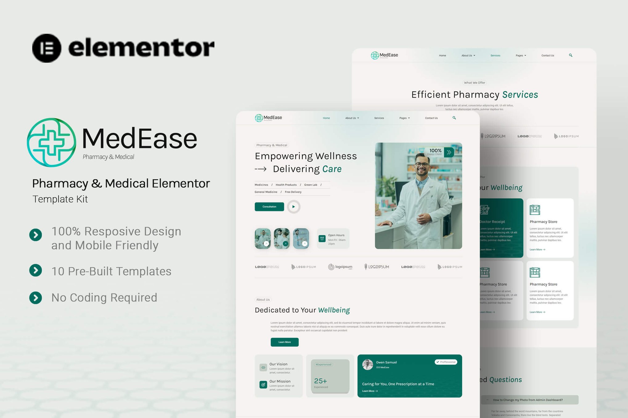 MedEase - Pharmacy & Medical Elementor Template Kit template kit cover image