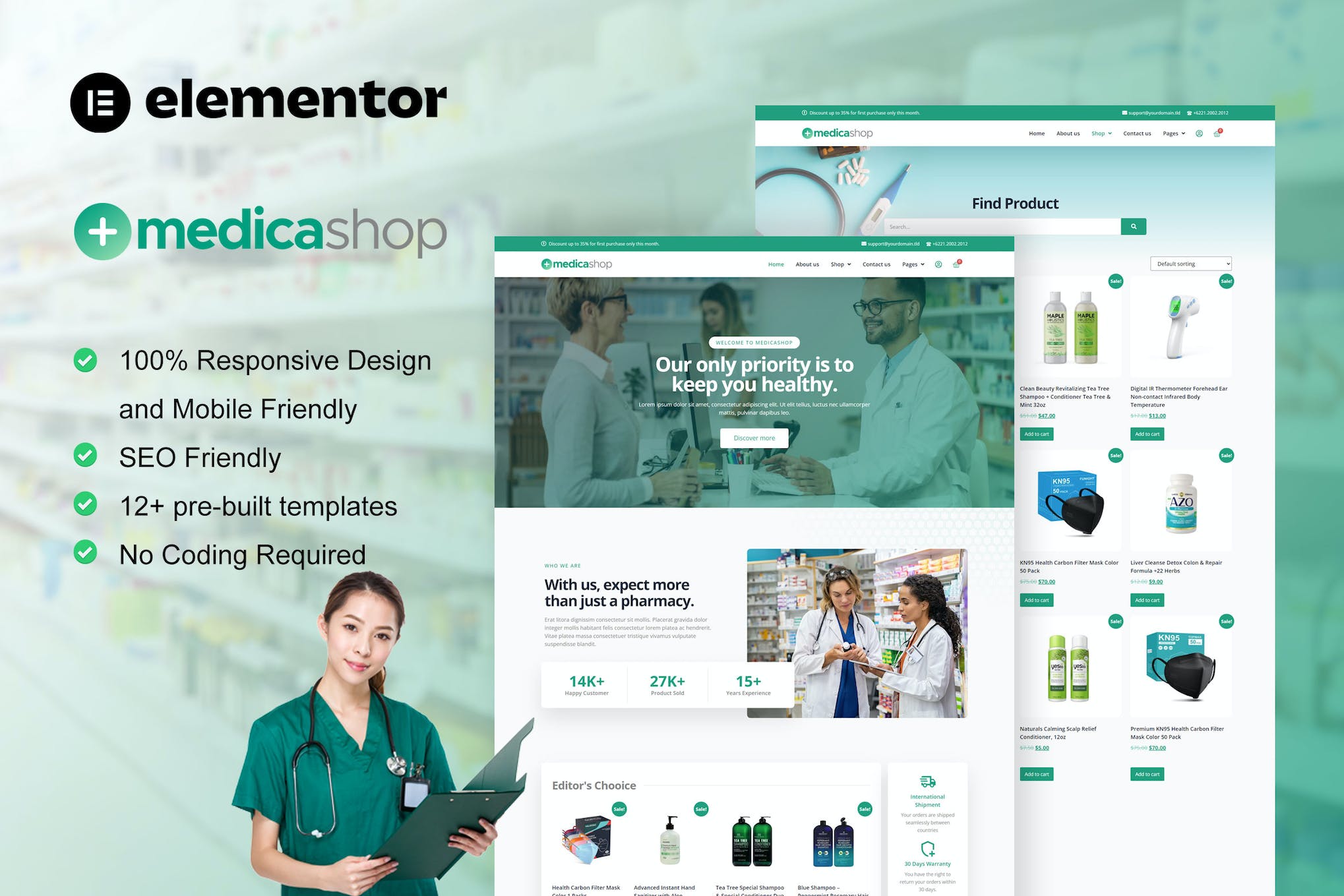 MedicaShop - Pharmacy & Medical Store Elementor Template Kit template kit cover image