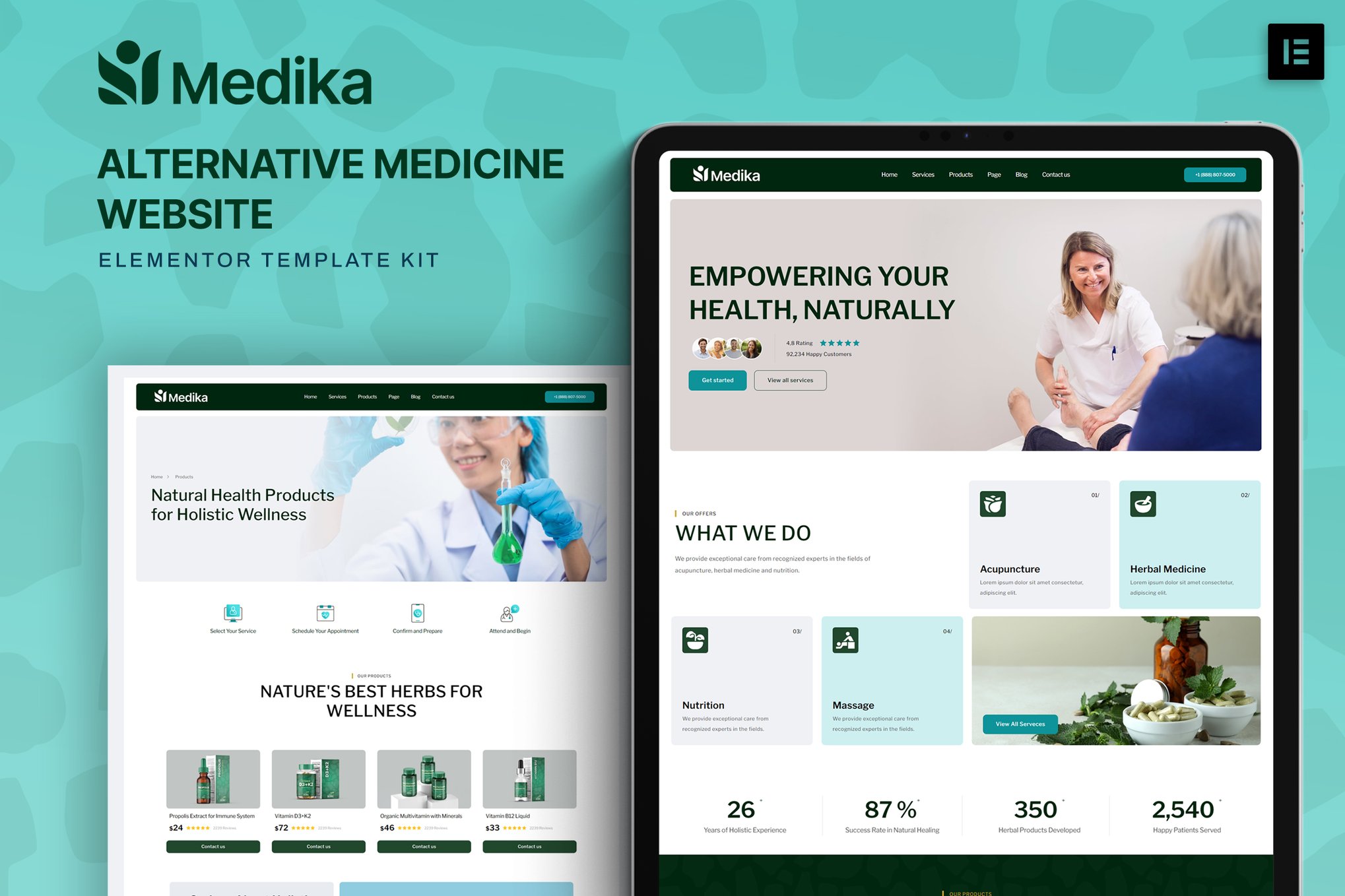 Medika - Alternative Medicine Website Elementor Template Kit template kit cover image