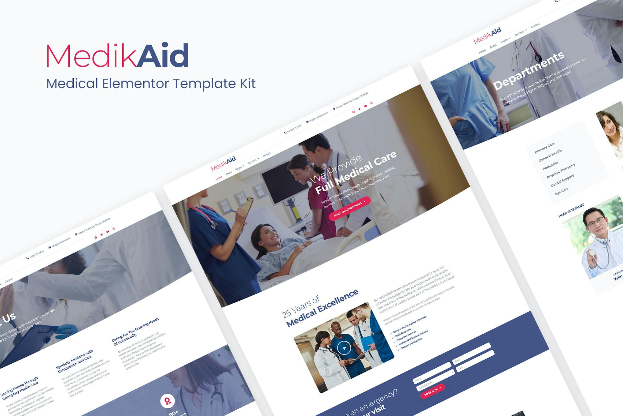 MedikAid | Medical Healthcare Elementor Template Kit template kit cover image