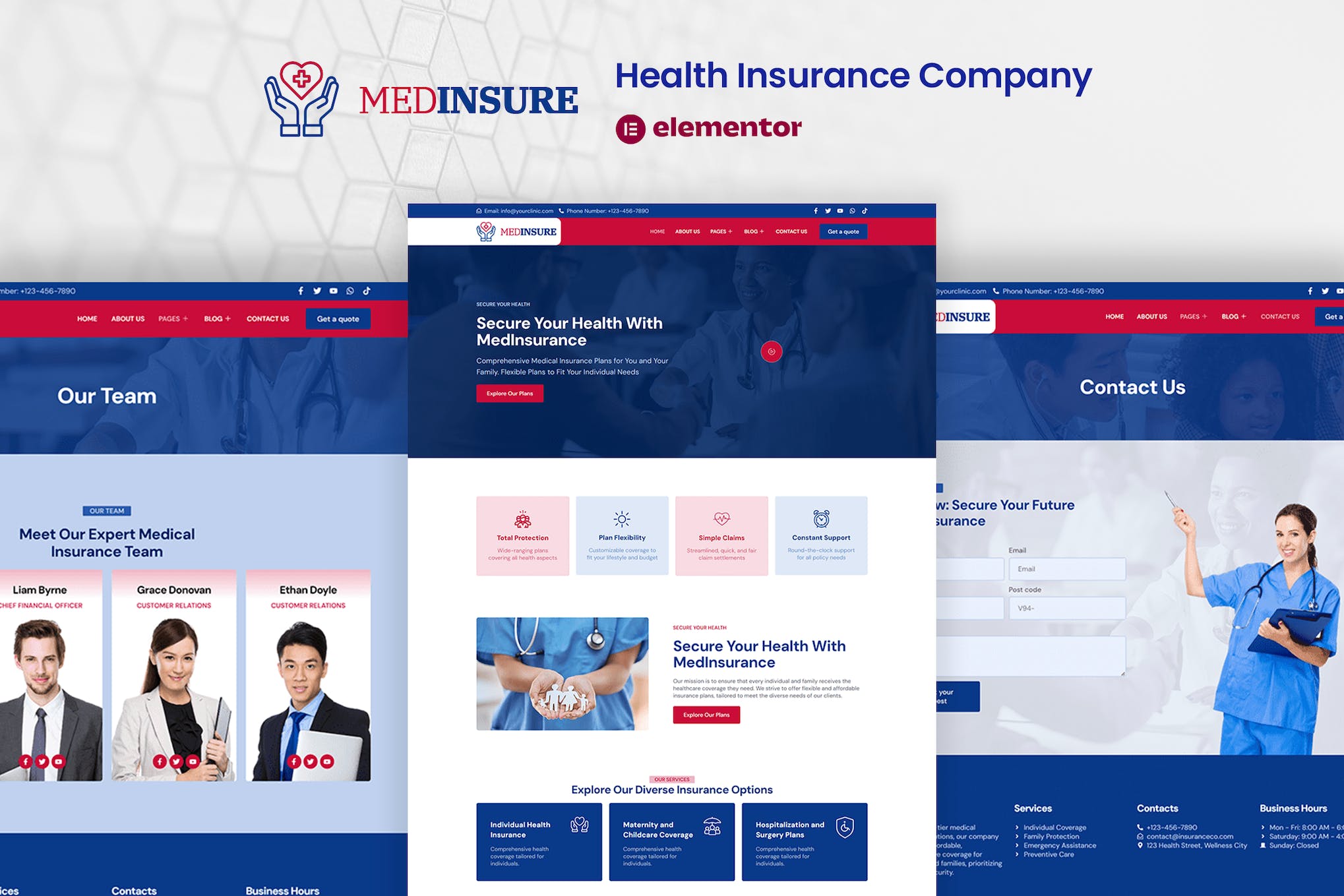 MedInsure - Health Insurance Company Elementor Pro Template Kit template kit cover image
