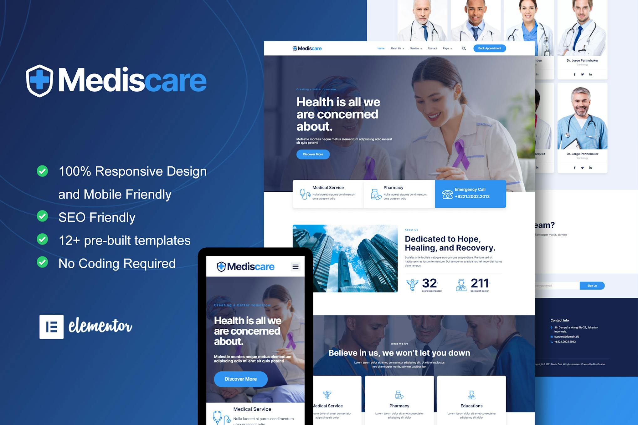 MedisCare - Medical Service Elementor Template Kit template kit cover image
