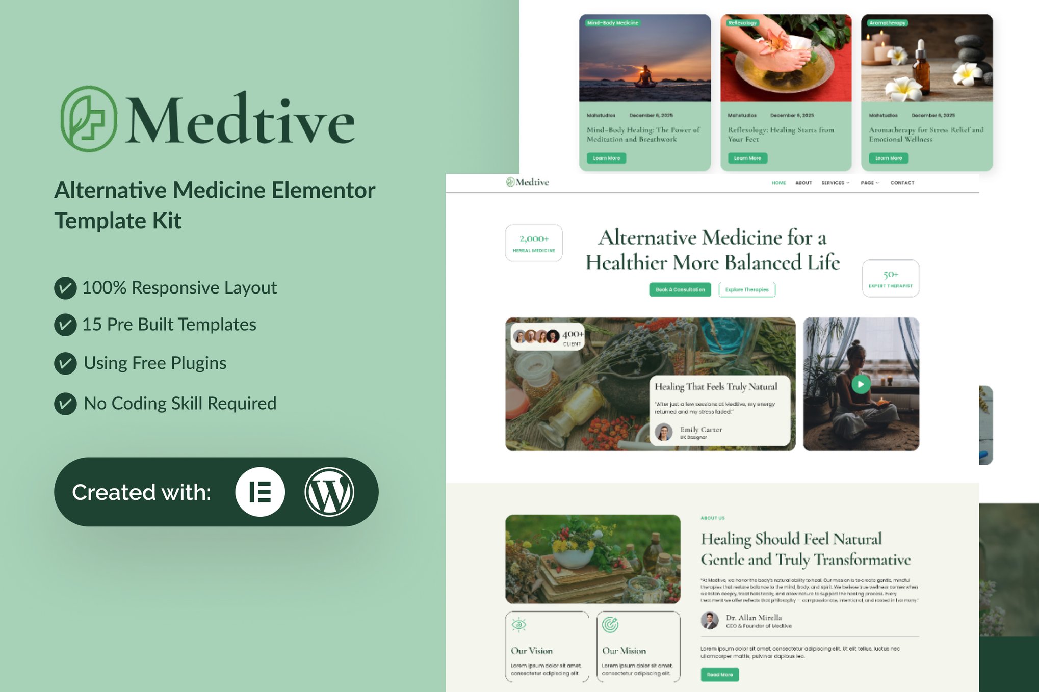 Medtive - Alternative Medicine Elementor Template Kit template kit cover image