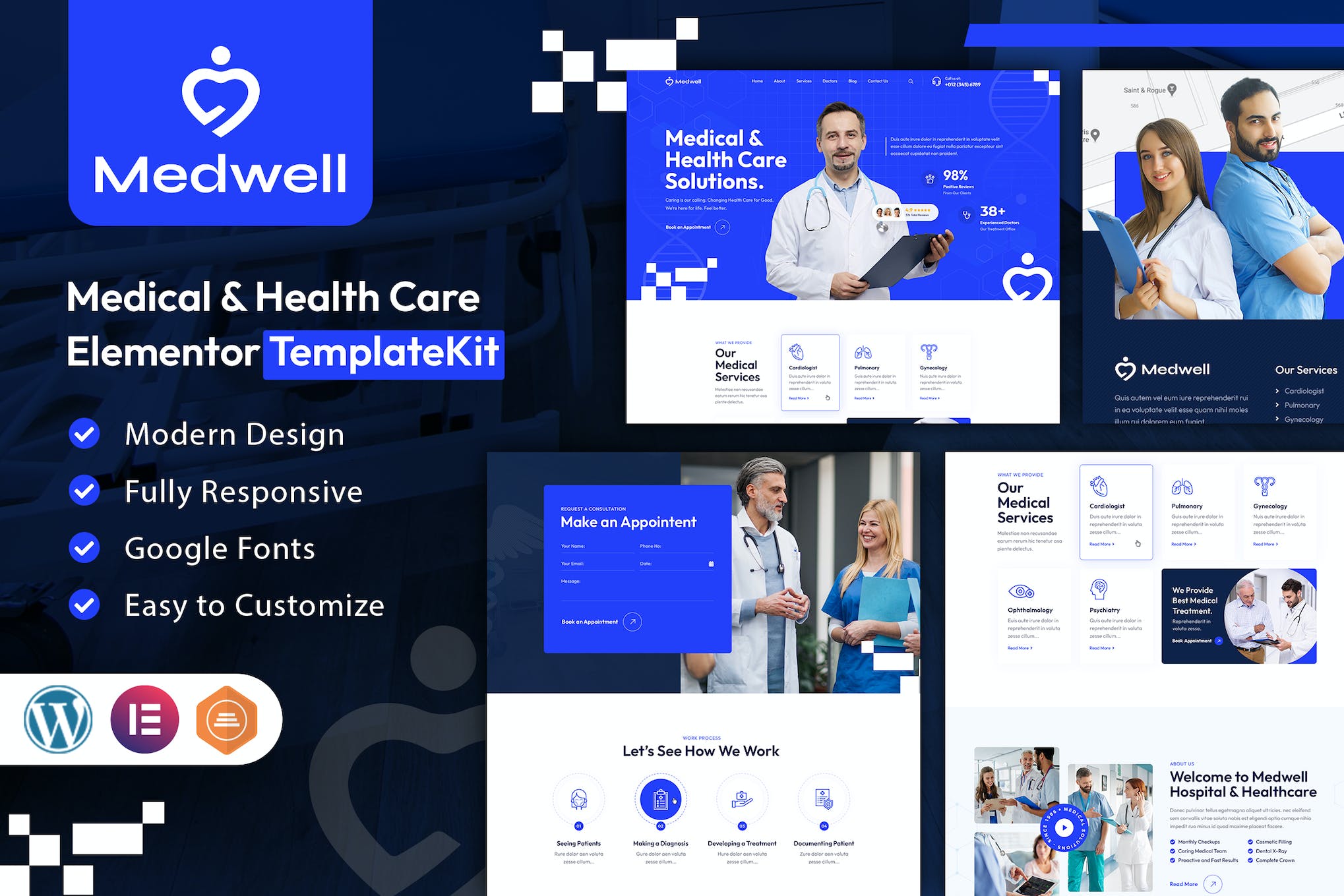 Medwell - Medical & Health Care Elementor Template Kit template kit cover image