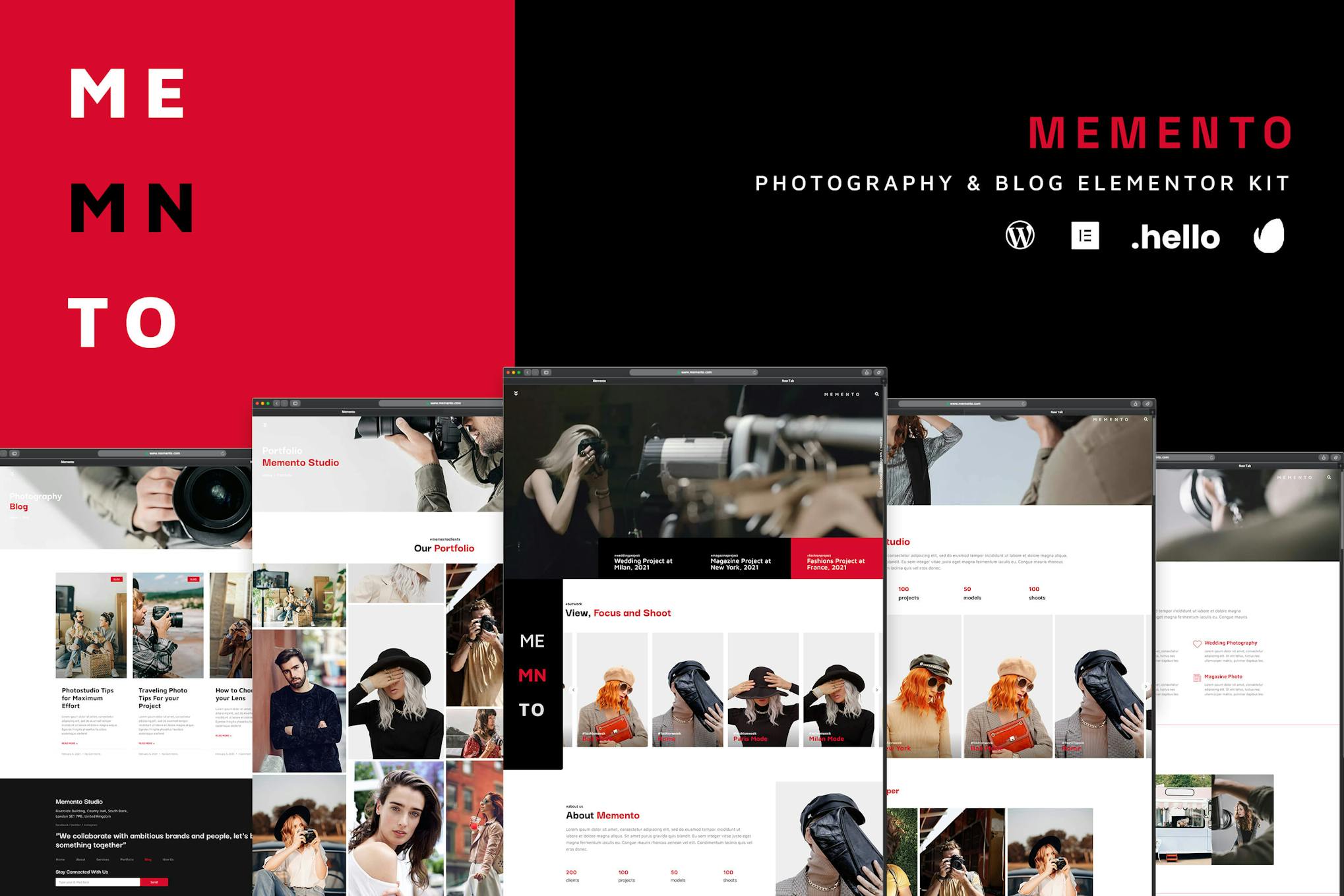 Memento - Photography & Blog Elementor Template Kit template kit cover image