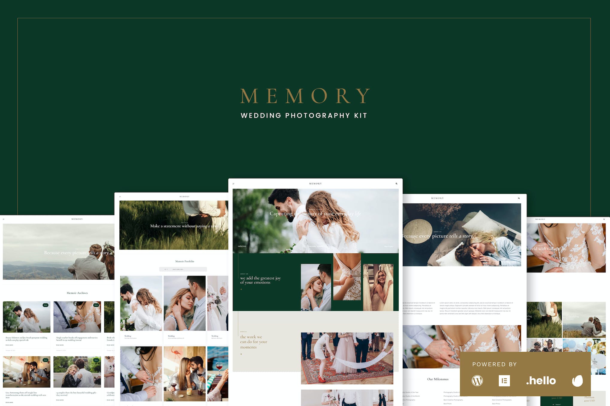 Memory - Wedding Photography Elementor Template Kits template kit cover image