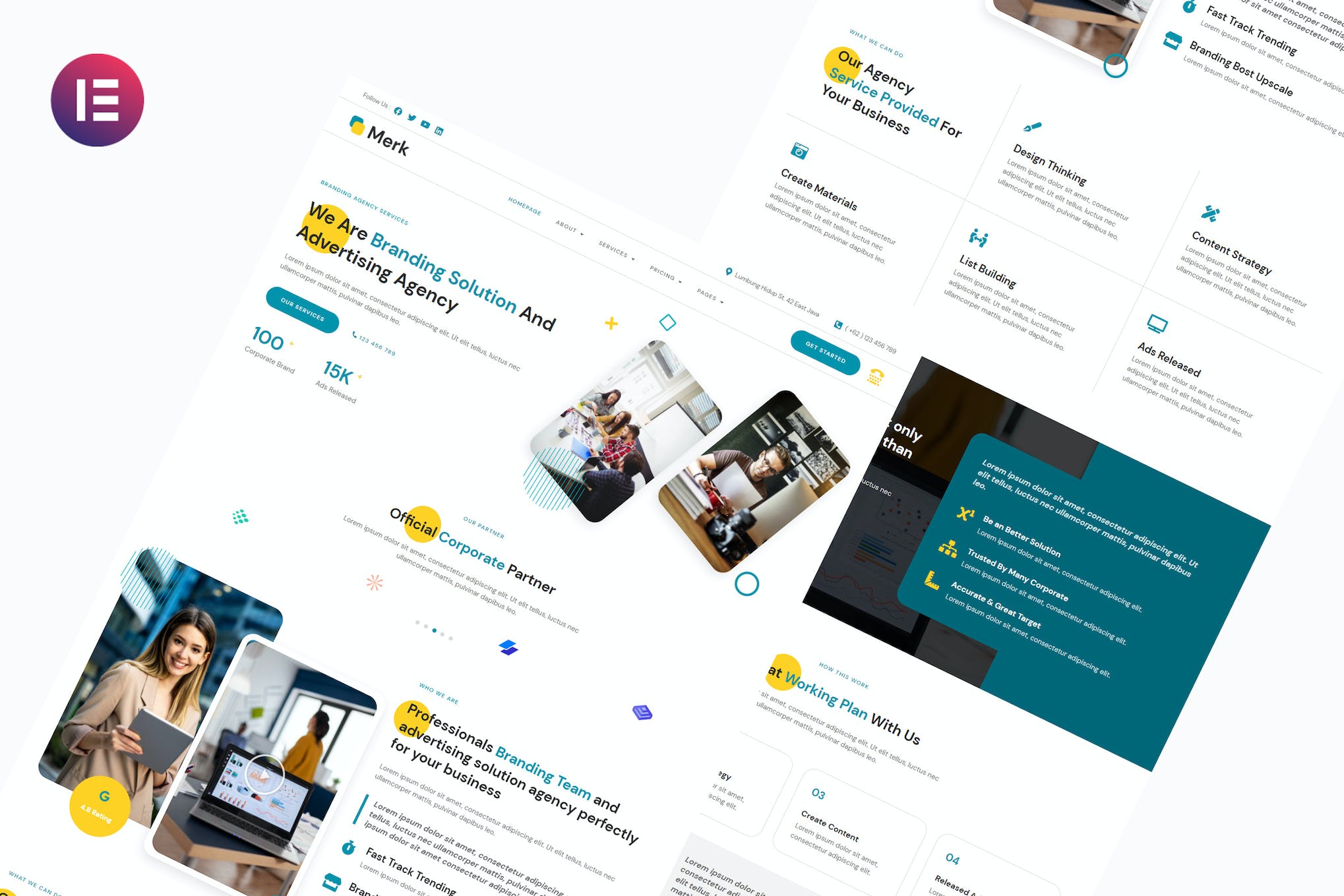 Merk - Branding Solution & Advertising Agency Elementor Template Kit template kit cover image