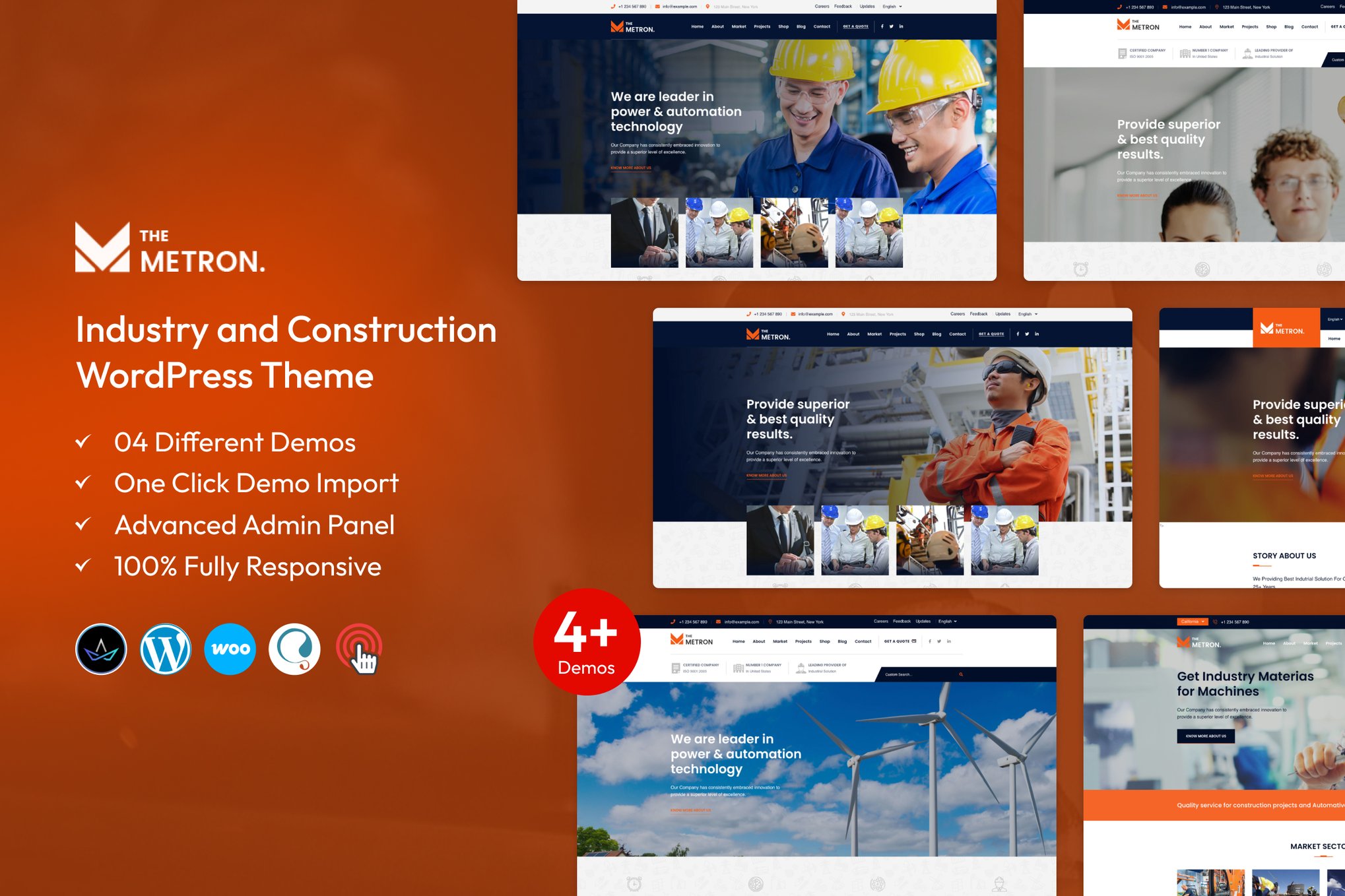 Metron - Industry and Construction WordPress Theme theme cover image