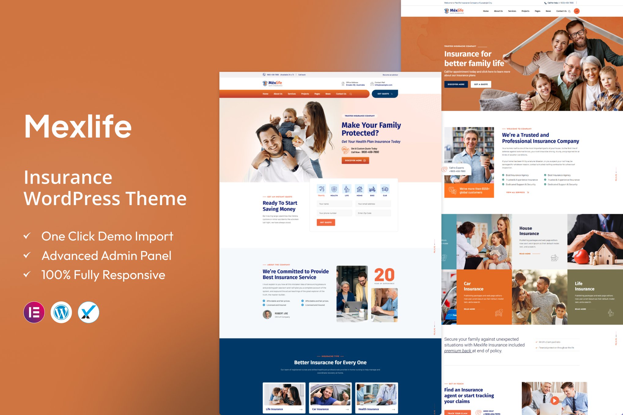 Mexlife - Insurance WordPress Theme for Agencies theme cover image